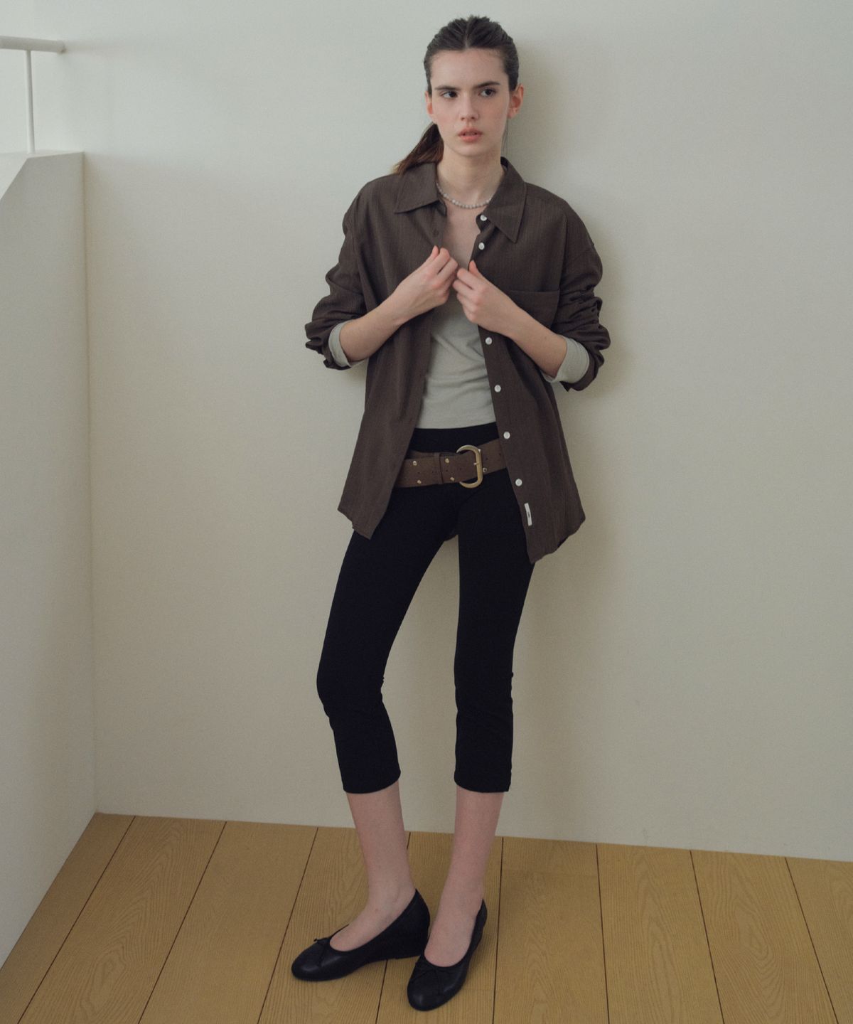 씨타(CITTA) Veiled Texture Oversized Shirt_CTT3036(Brown)