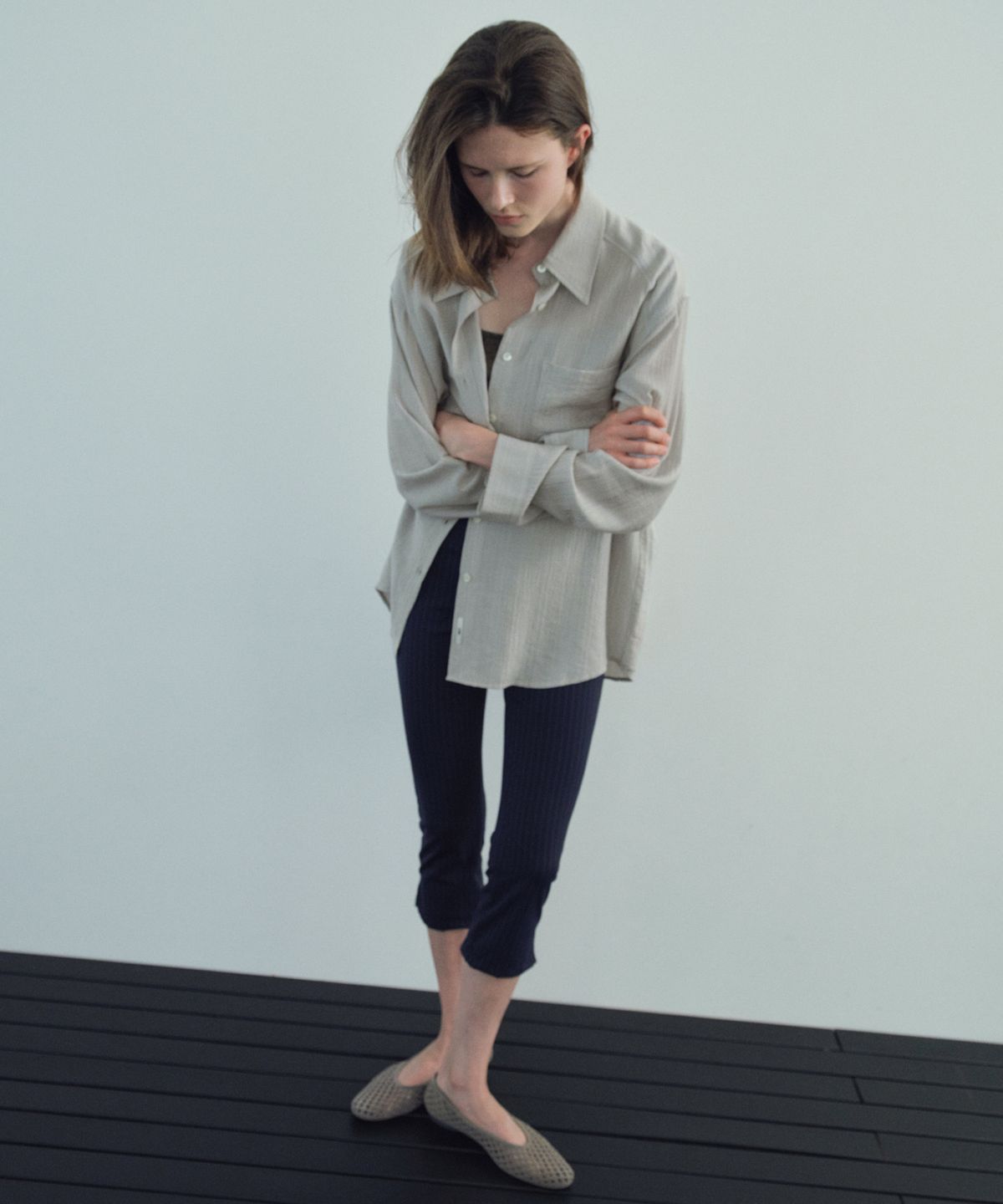 씨타(CITTA) Veiled Texture Oversized Shirt_CTT3036(Light Grey)