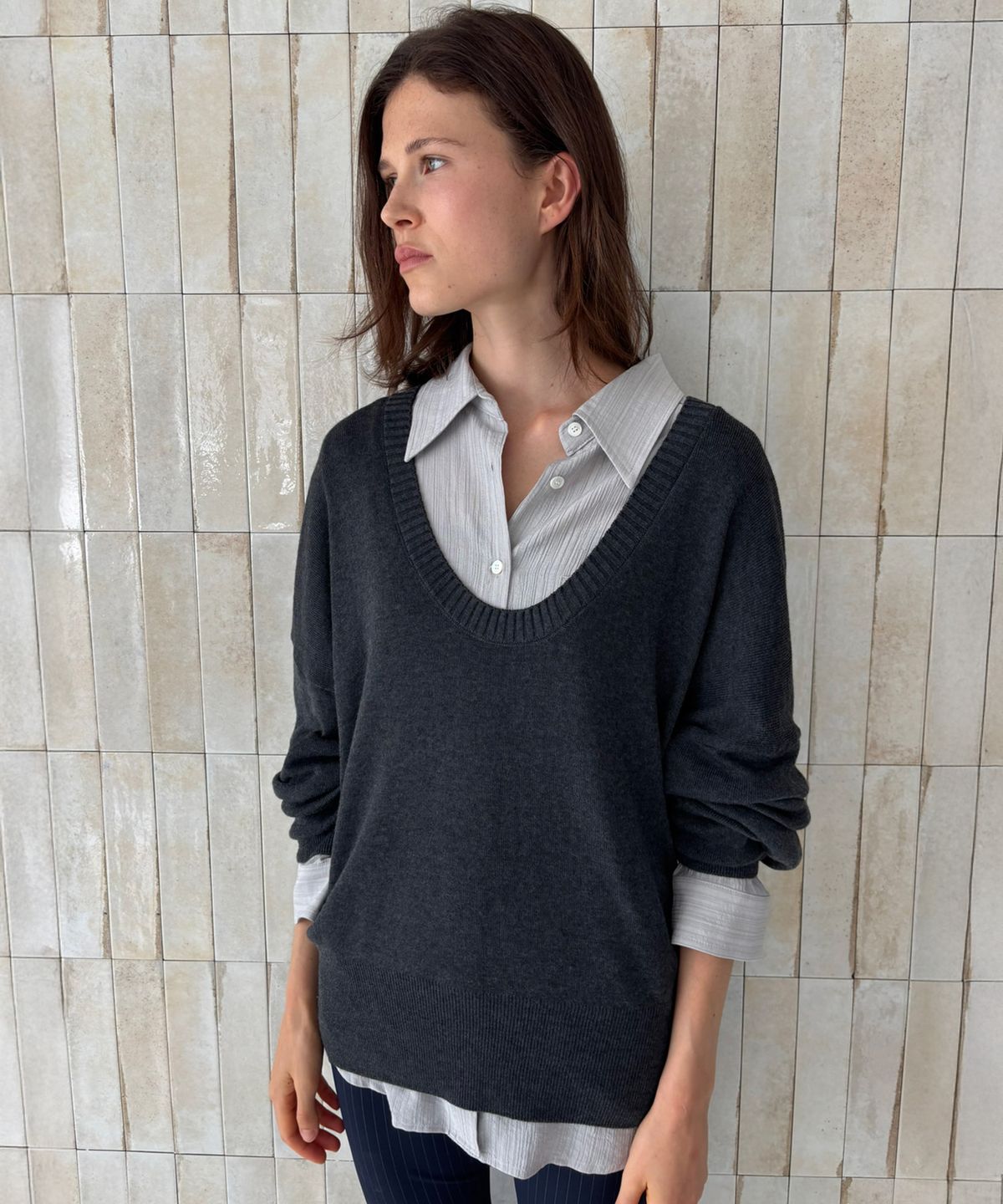 씨타(CITTA) Deep U-Neck Wool Knit_CTK276(Charcoal)