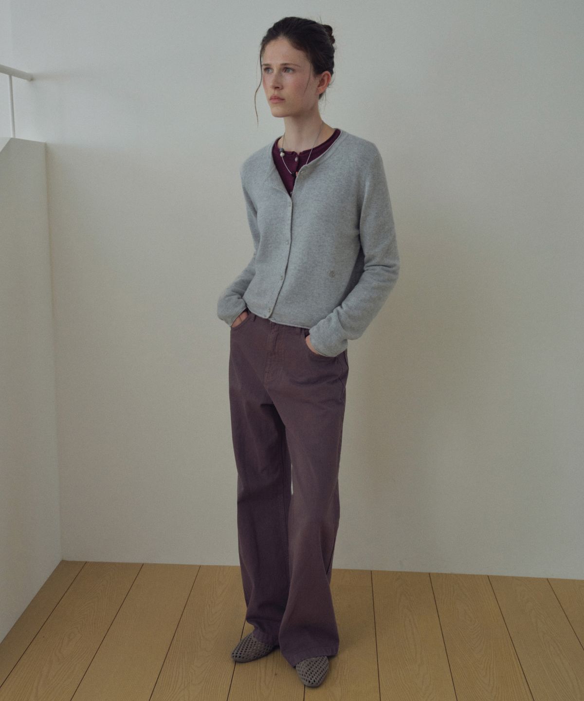 씨타(CITTA) Daily Soft Roll Wool Cardigan_CTK275(Melange Grey)