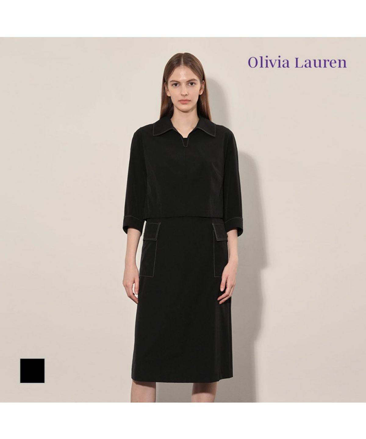 올리비아로렌(OLIVIALAUREN) 레이어드 스티치 원피스_VOCOA4F7341
