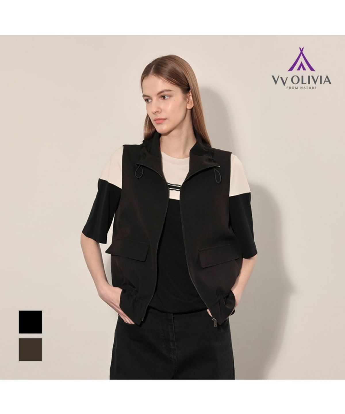 비비올리비아(VVOLIVIA) 집업 카라 베스트_VVCQC4F7361