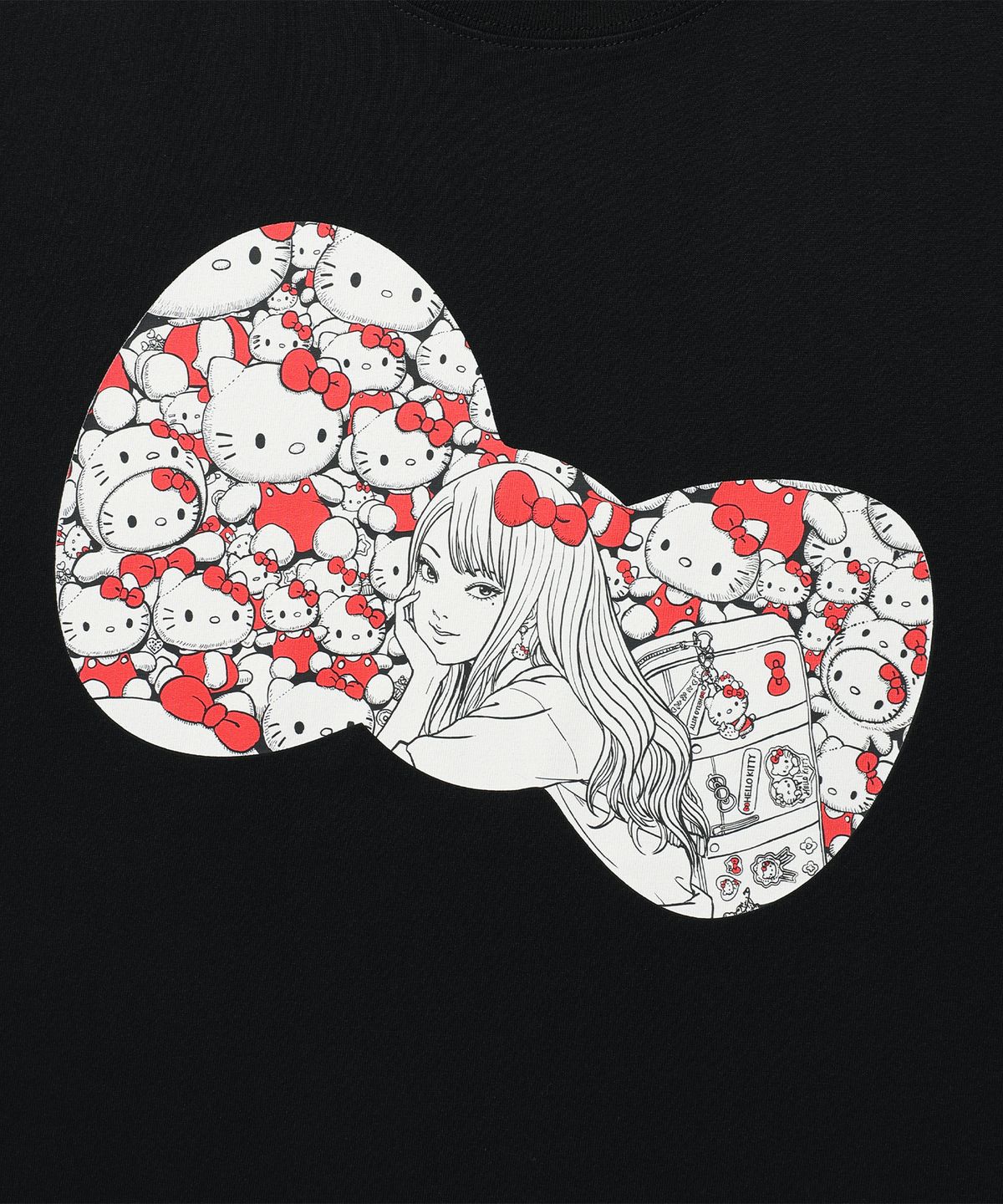 나이스고스트클럽(NICEGHOSTCLUB) JS TOMIE HELLO KITTY RIBBON TEE_BLACK(NG2GMUT541G)