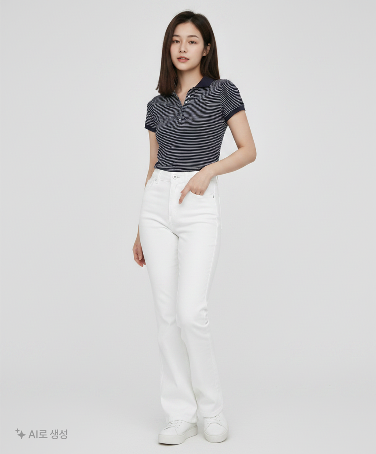 큐리티(CURETTY) C STRIPE COLLAR HALF-SLEEVE T-SHIRT_NAVY S