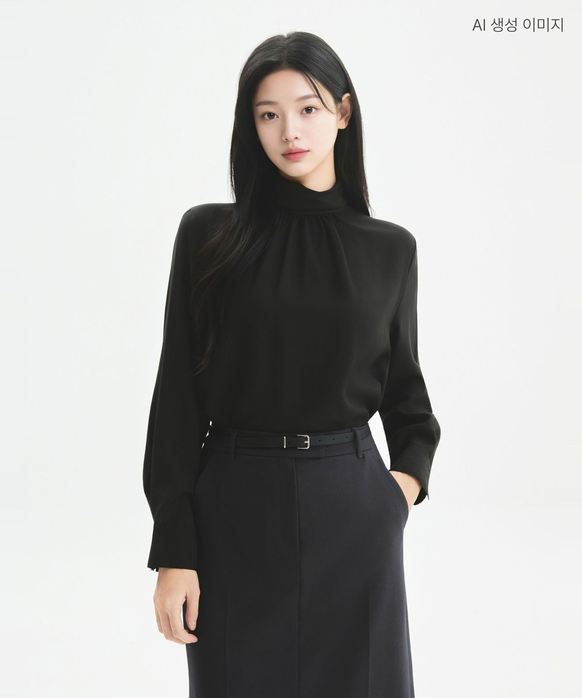 로엠(ROEM) 하이넥 블라우스 RMBLG49S11