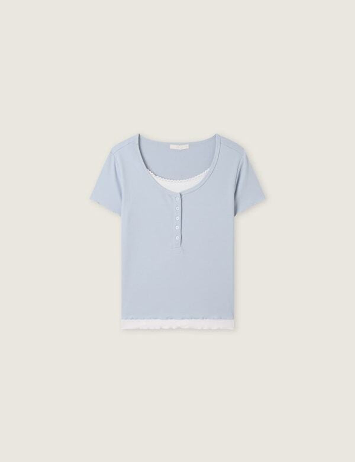 로엠(ROEM) 헨리넥 레이어드 반팔티 RMHWG38RT5