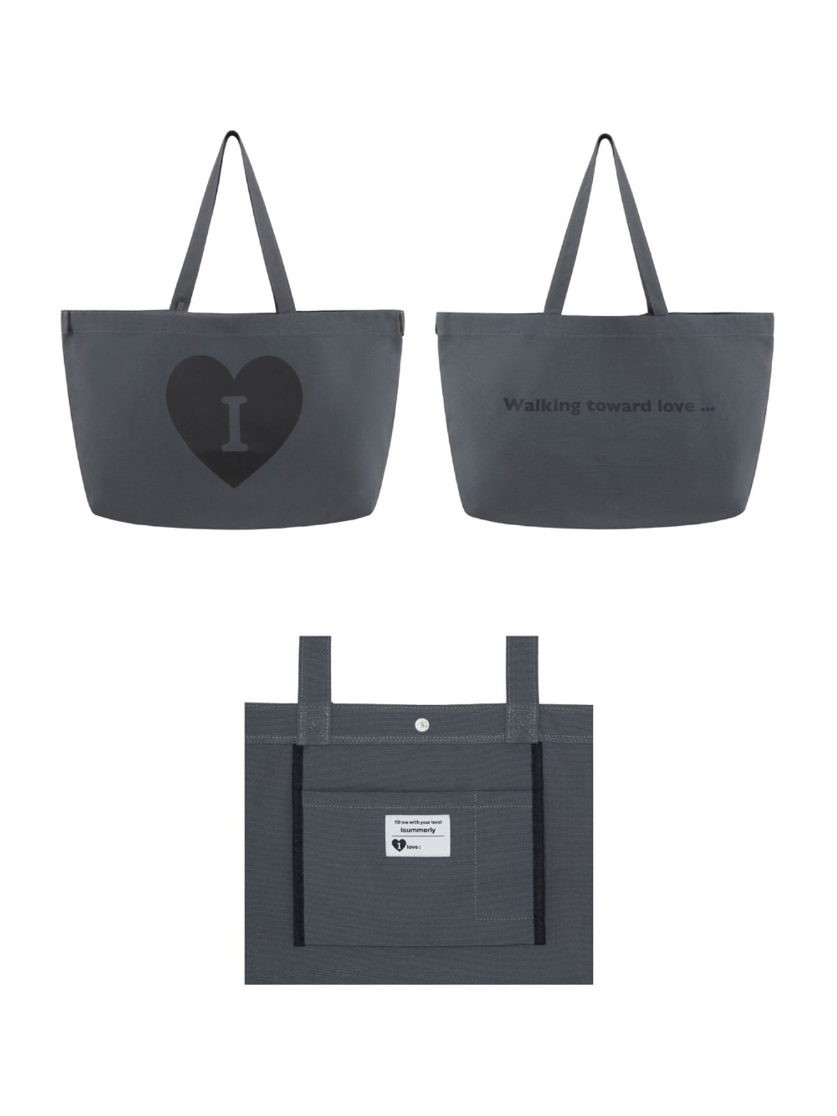 아이썸머리(ISUMMERLY) Heart Logo bag big ver. - Charcoal (하트 로고백 차콜)