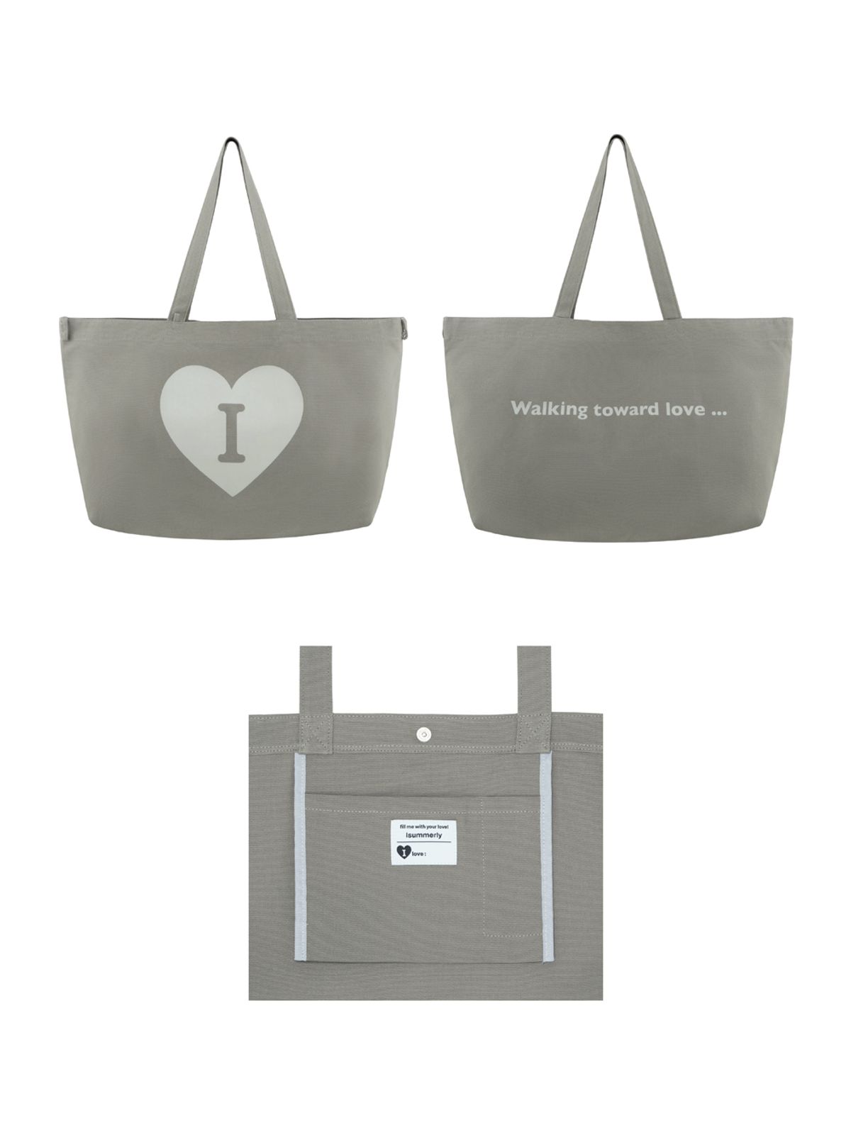 아이썸머리(ISUMMERLY) Heart Logo bag big ver. - Gray (하트 로고백 그레이)