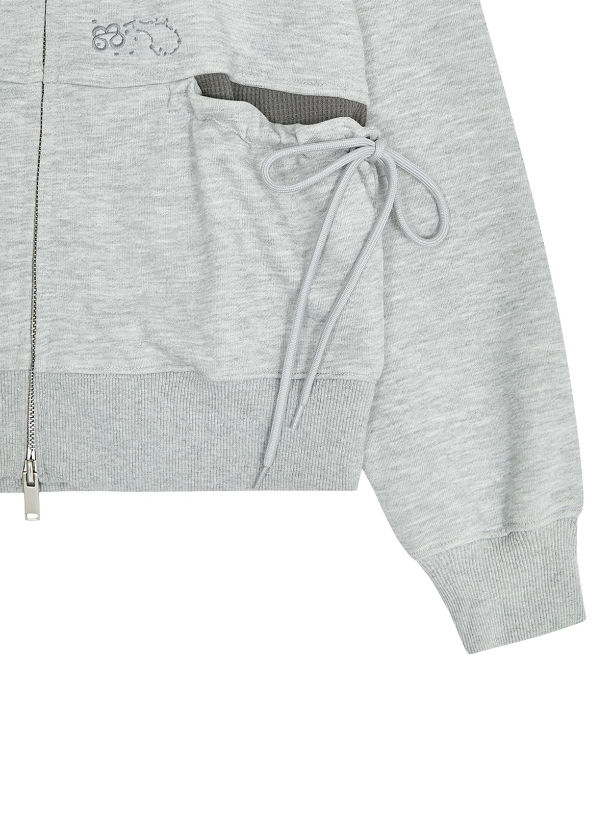 뚜오미오(TUOMIO) SHIRRING WAFFLE HOOD ZIP-UP [HEATHER GREY]