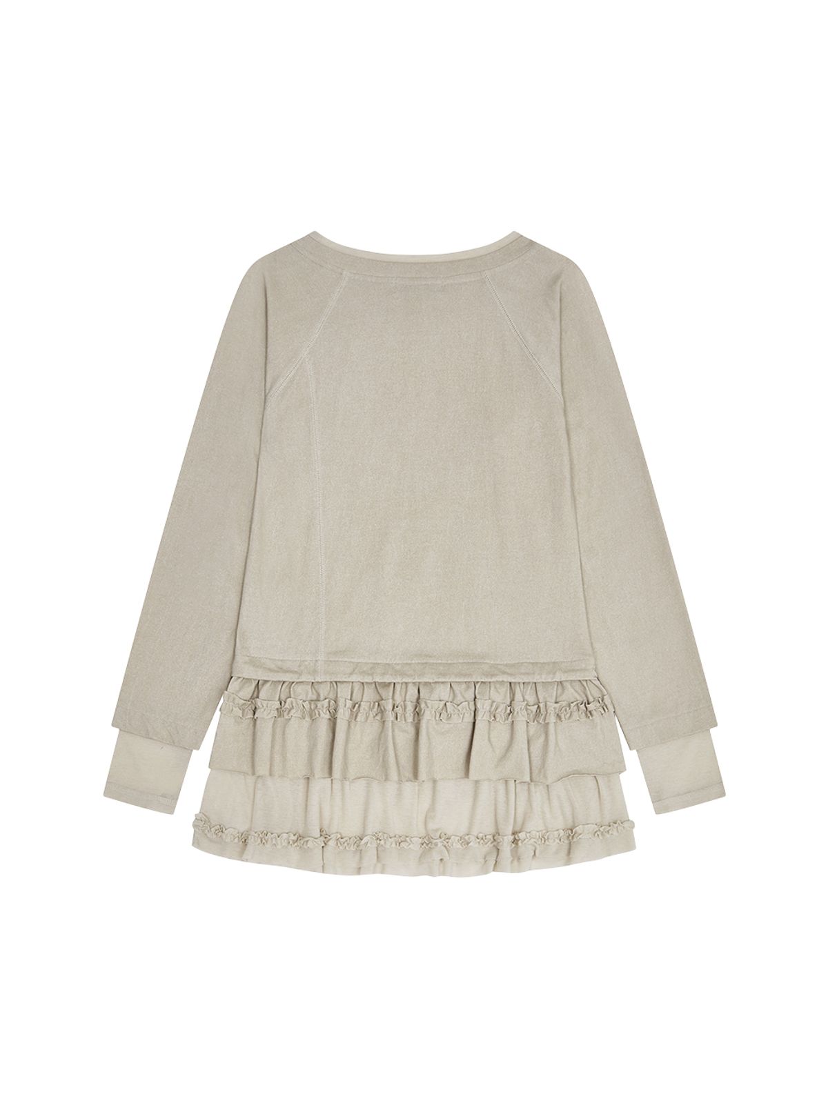 뚜오미오(TUOMIO) FRILL LAYERED LONG SLEEVE [OATMEAL]