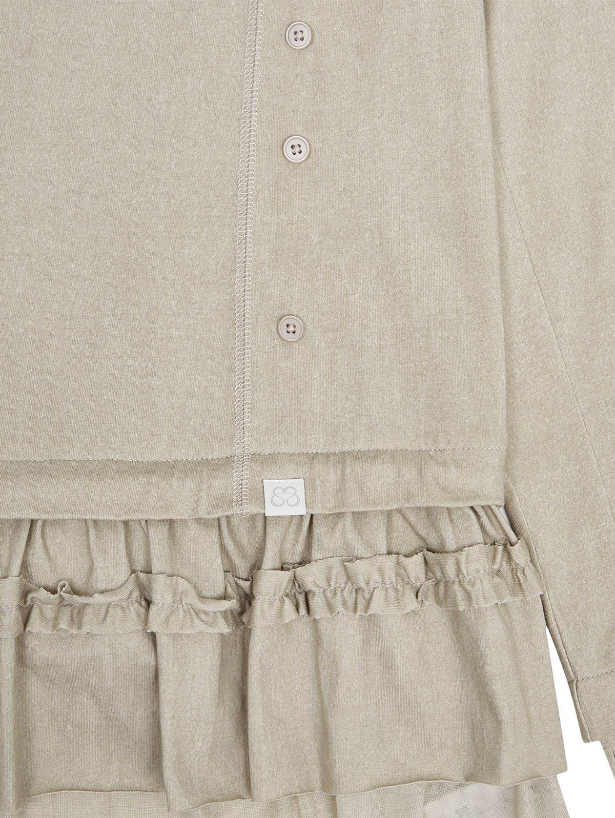 뚜오미오(TUOMIO) FRILL LAYERED LONG SLEEVE [OATMEAL]