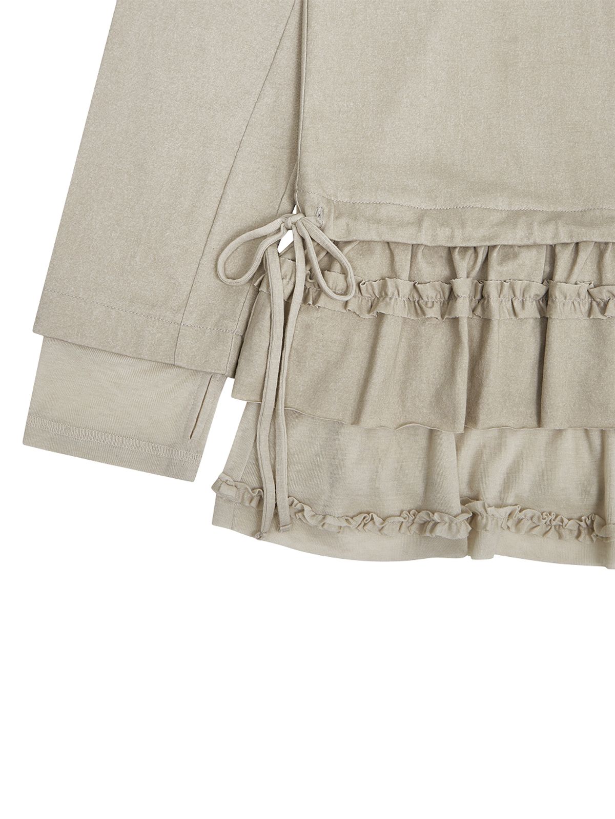 뚜오미오(TUOMIO) FRILL LAYERED LONG SLEEVE [OATMEAL]