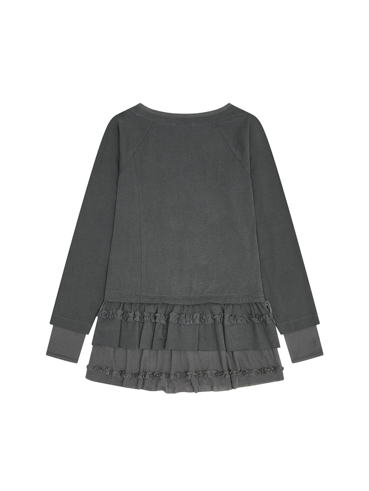 뚜오미오(TUOMIO) FRILL LAYERED LONG SLEEVE [CHARCOAL]