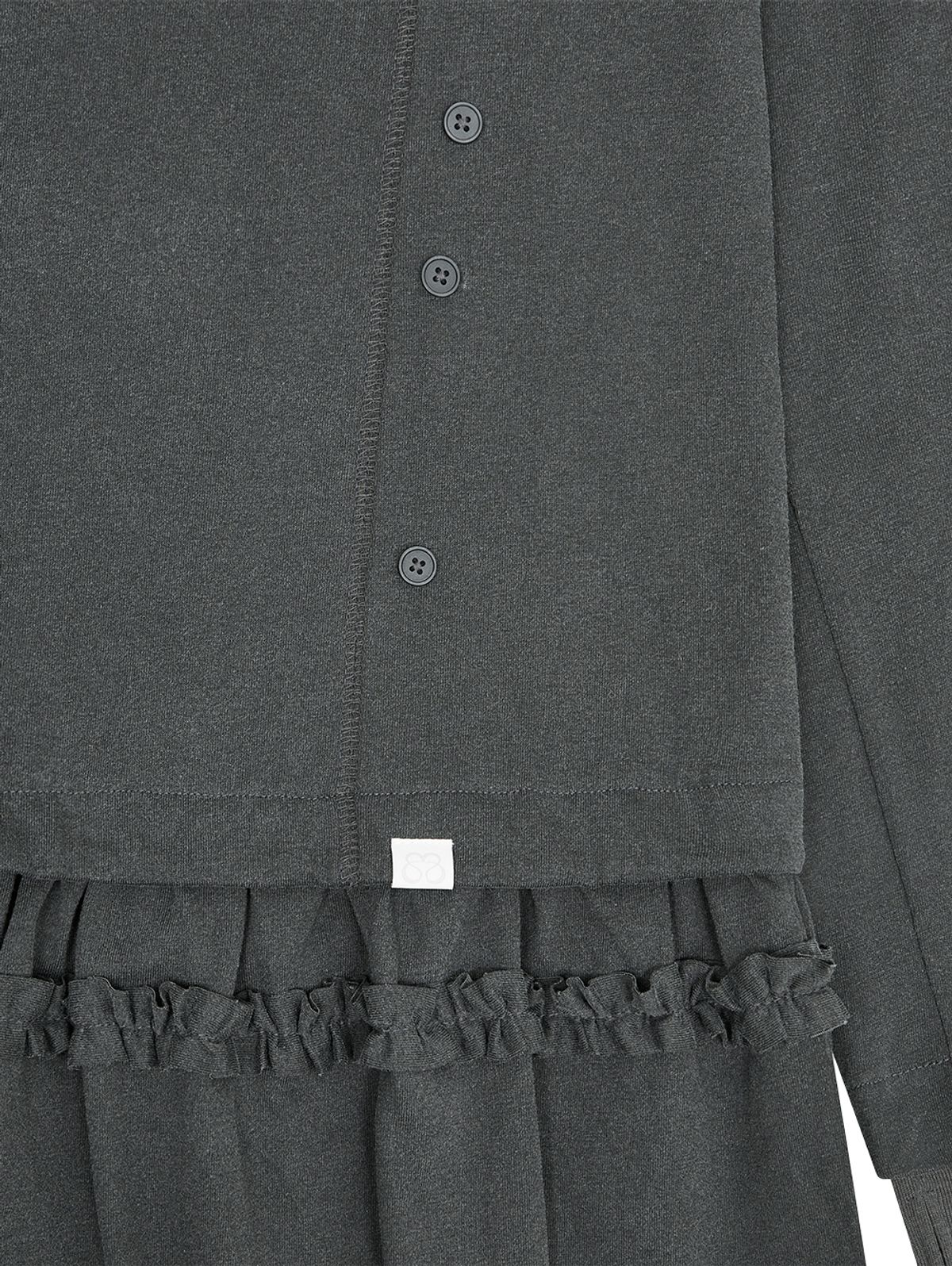 뚜오미오(TUOMIO) FRILL LAYERED LONG SLEEVE [CHARCOAL]
