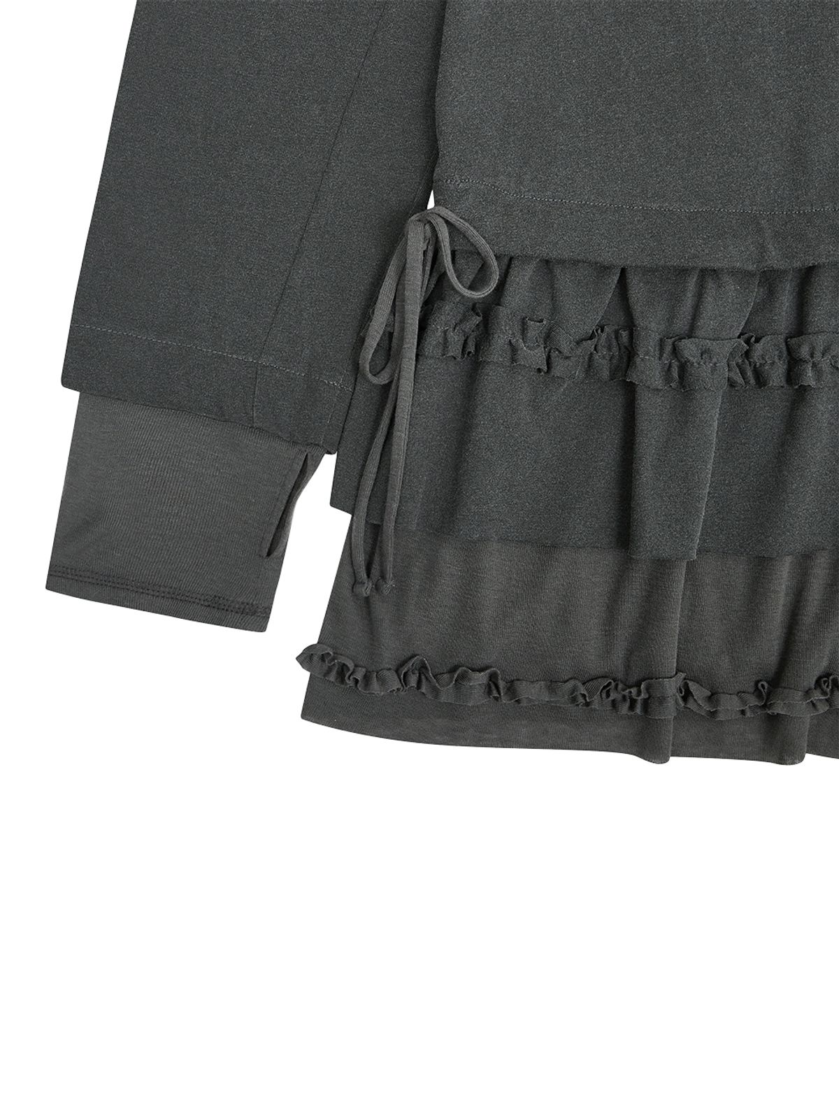 뚜오미오(TUOMIO) FRILL LAYERED LONG SLEEVE [CHARCOAL]