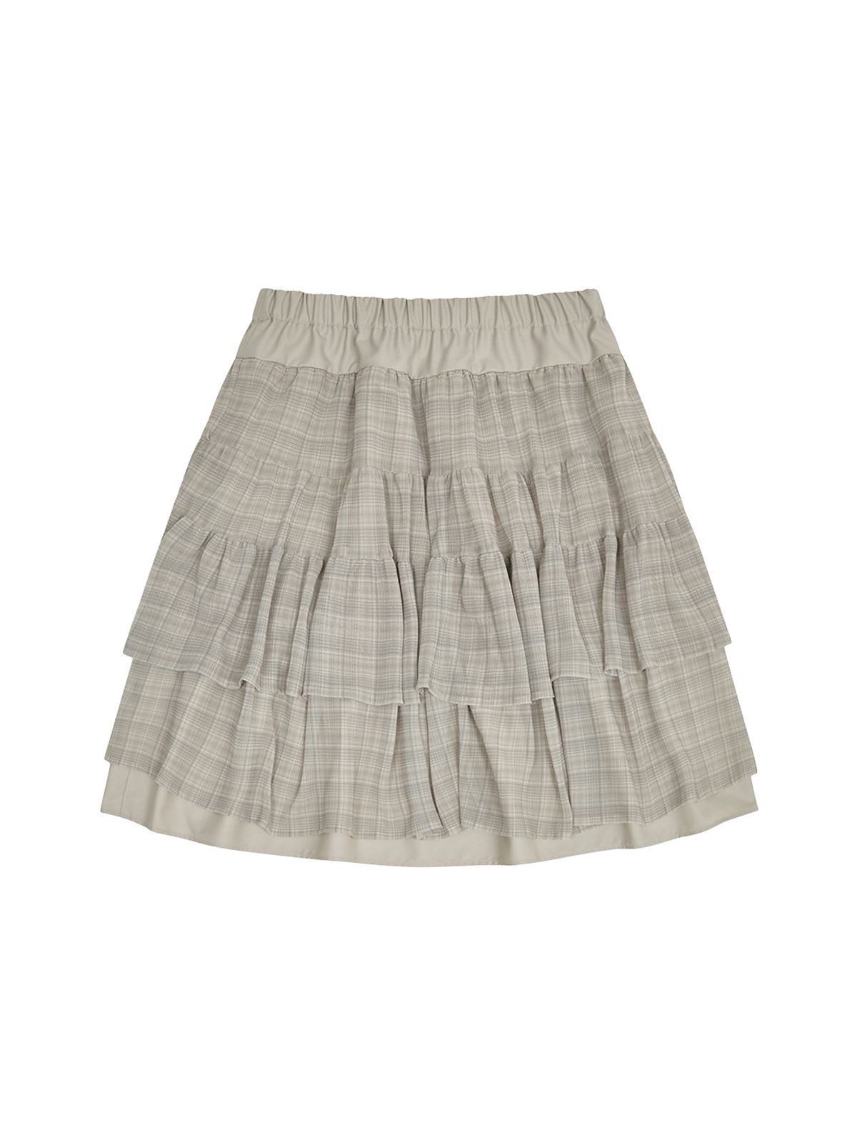 뚜오미오(TUOMIO) SHEER CHECK LAYERED SKIRT [BEIGE]