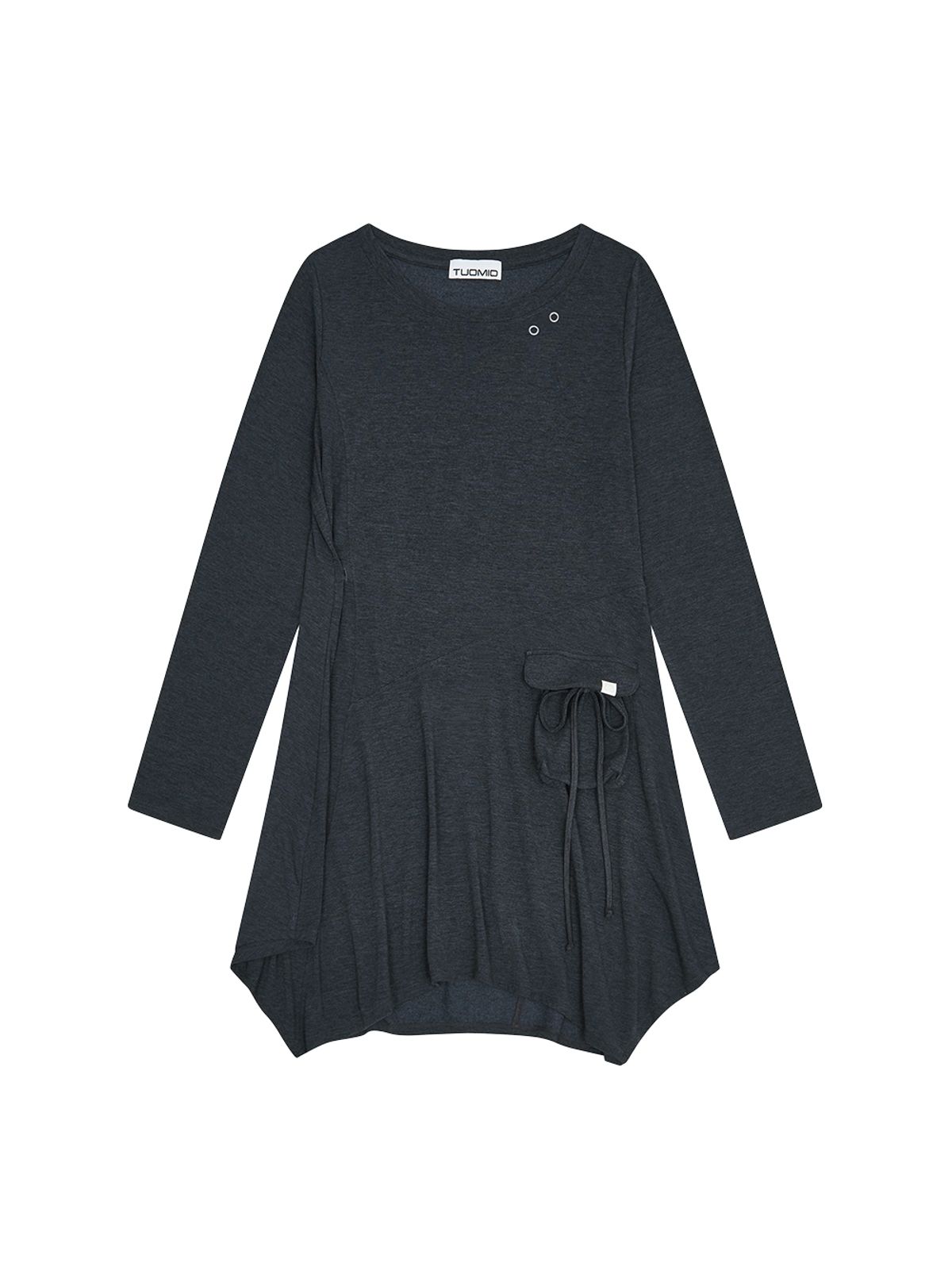 뚜오미오(TUOMIO) BOAT NECK JERSEY DRESS [CHARCOAL]