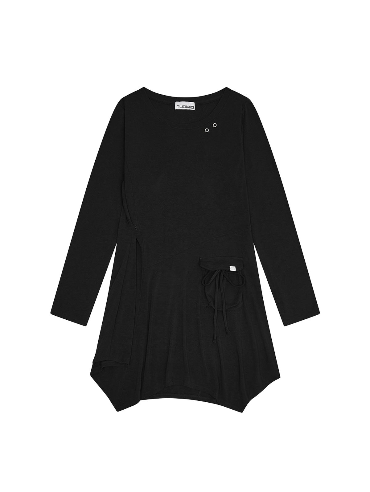 뚜오미오(TUOMIO) BOAT NECK JERSEY DRESS [BLACK]