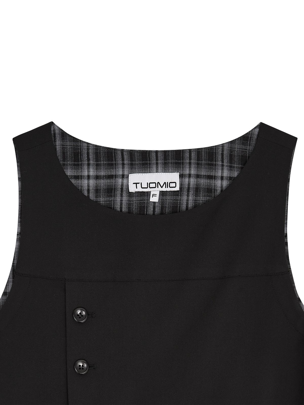 뚜오미오(TUOMIO) HIDDEN CHECK MIDI DRESS [BLACK]