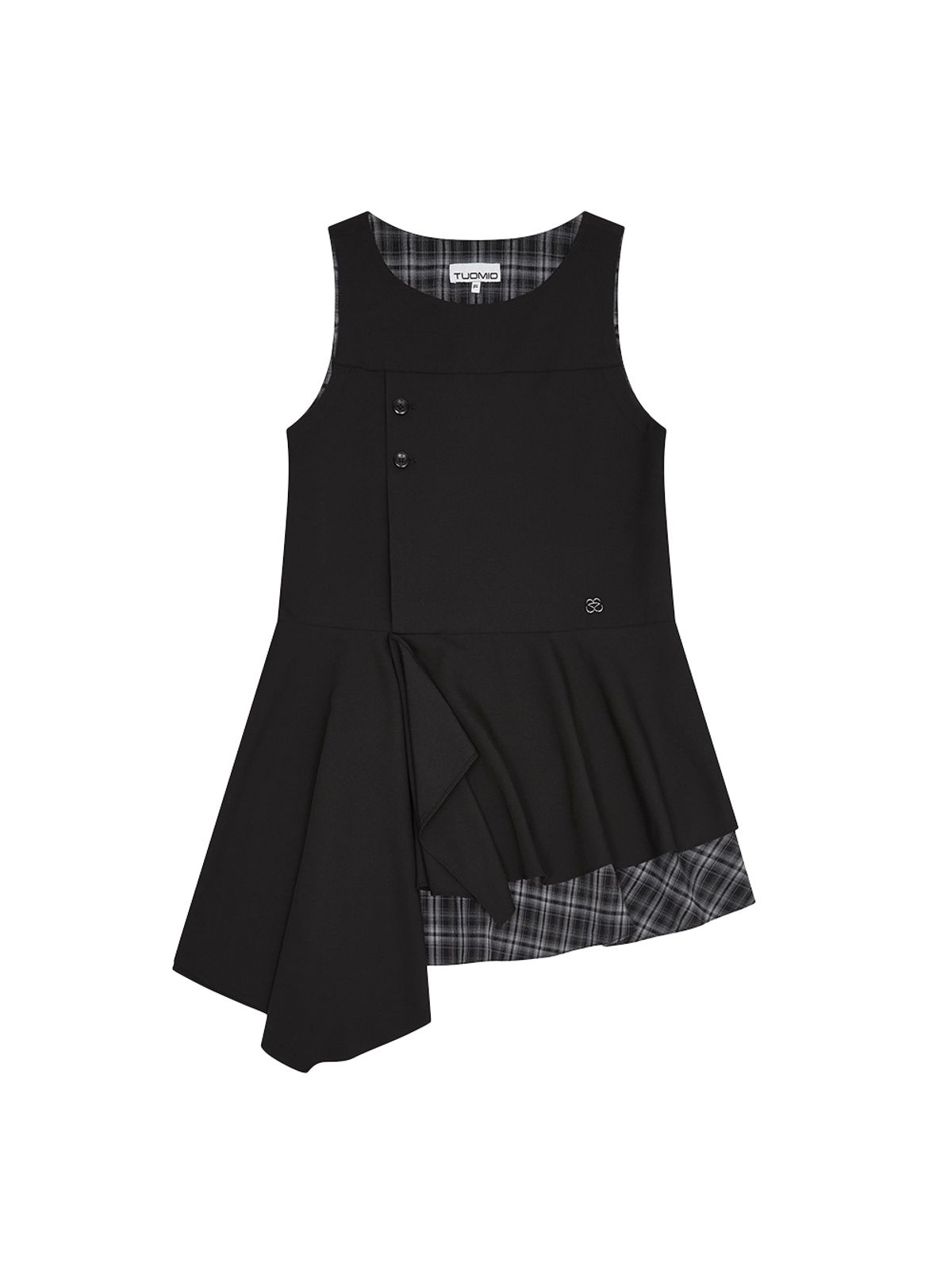 뚜오미오(TUOMIO) HIDDEN CHECK MIDI DRESS [BLACK]