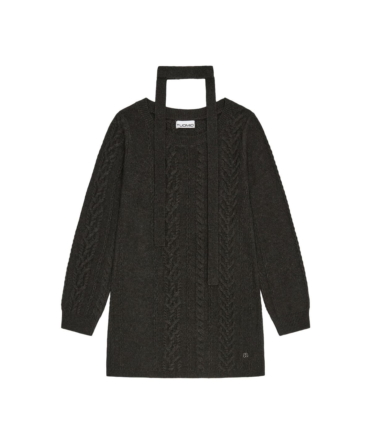 뚜오미오(TUOMIO) HEART CABLE WOOL DRESS & SCARF [BROWN]