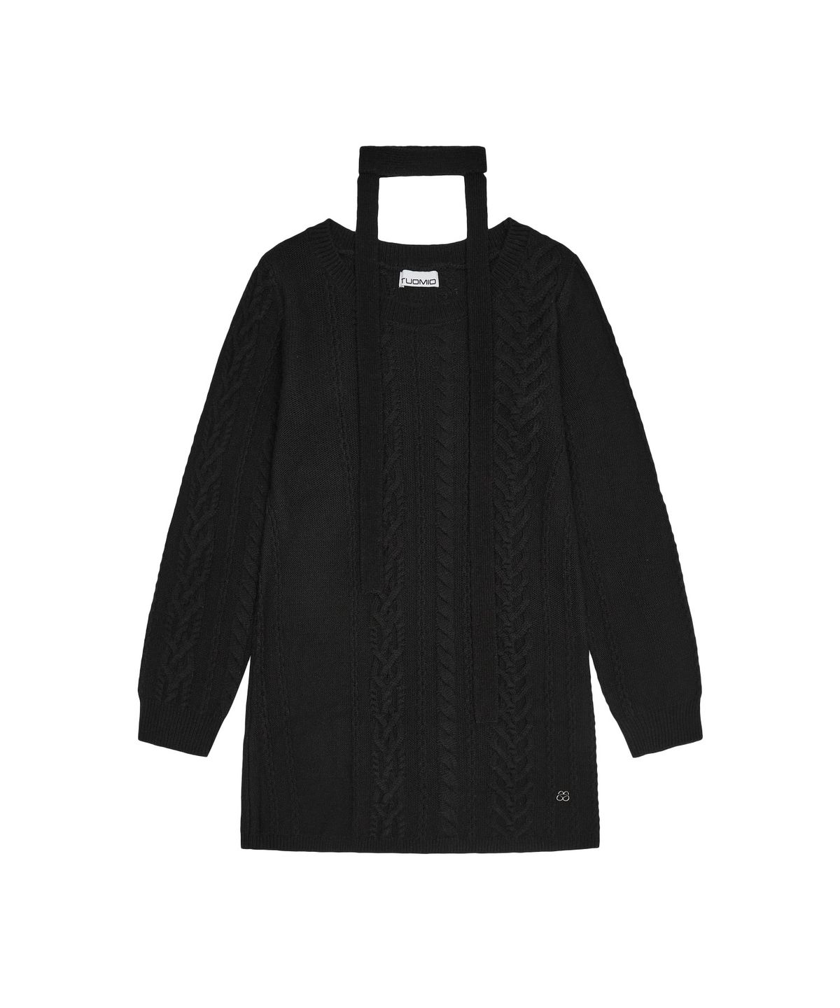 뚜오미오(TUOMIO) HEART CABLE WOOL DRESS & SCARF [BLACK]