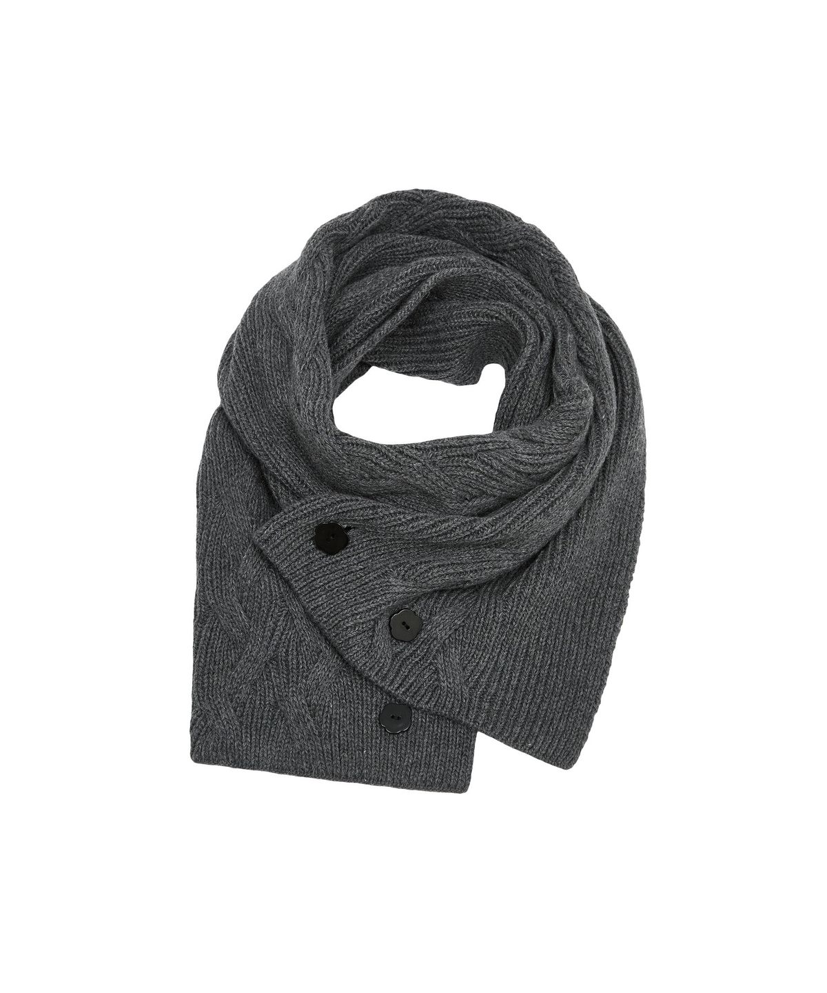 뚜오미오(TUOMIO) BUTTON WOOL KNIT MUFFLER [CHARCOAL]