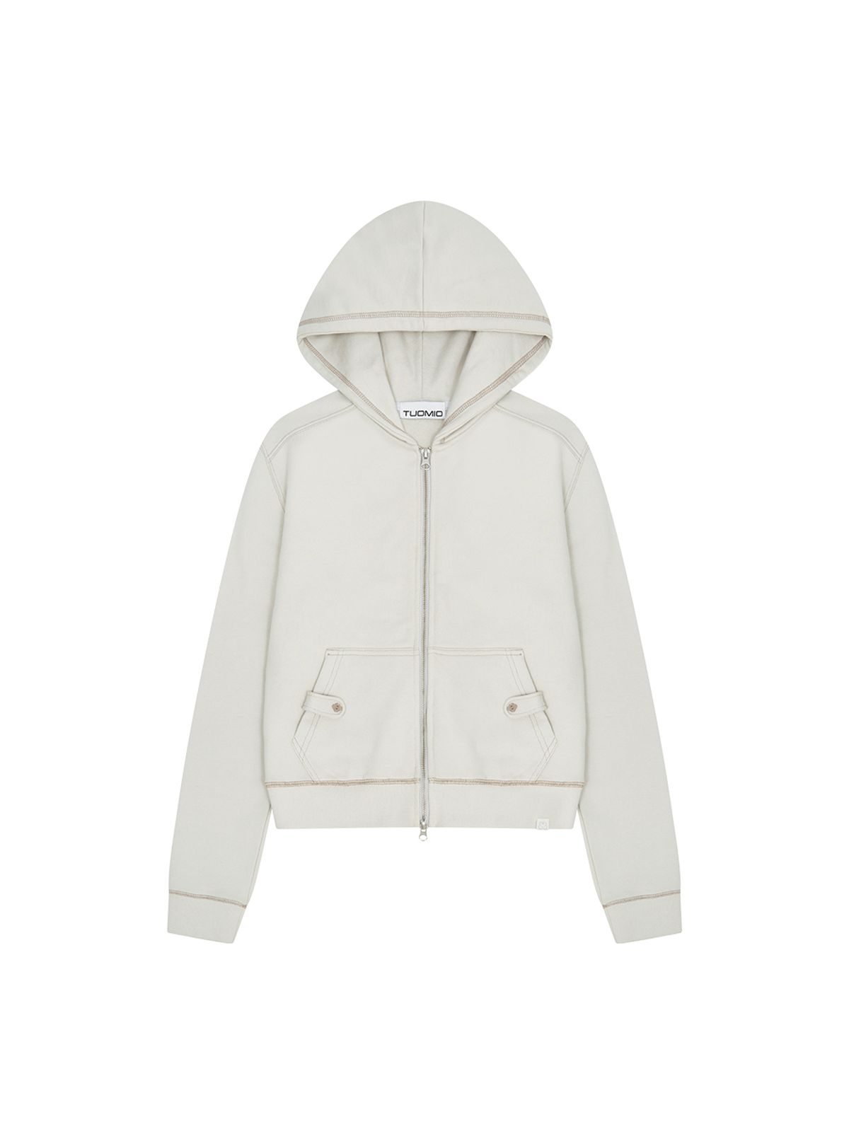 뚜오미오(TUOMIO) SLIM FIT STITCH HOODED ZIP-UP [ASH BEIGE]