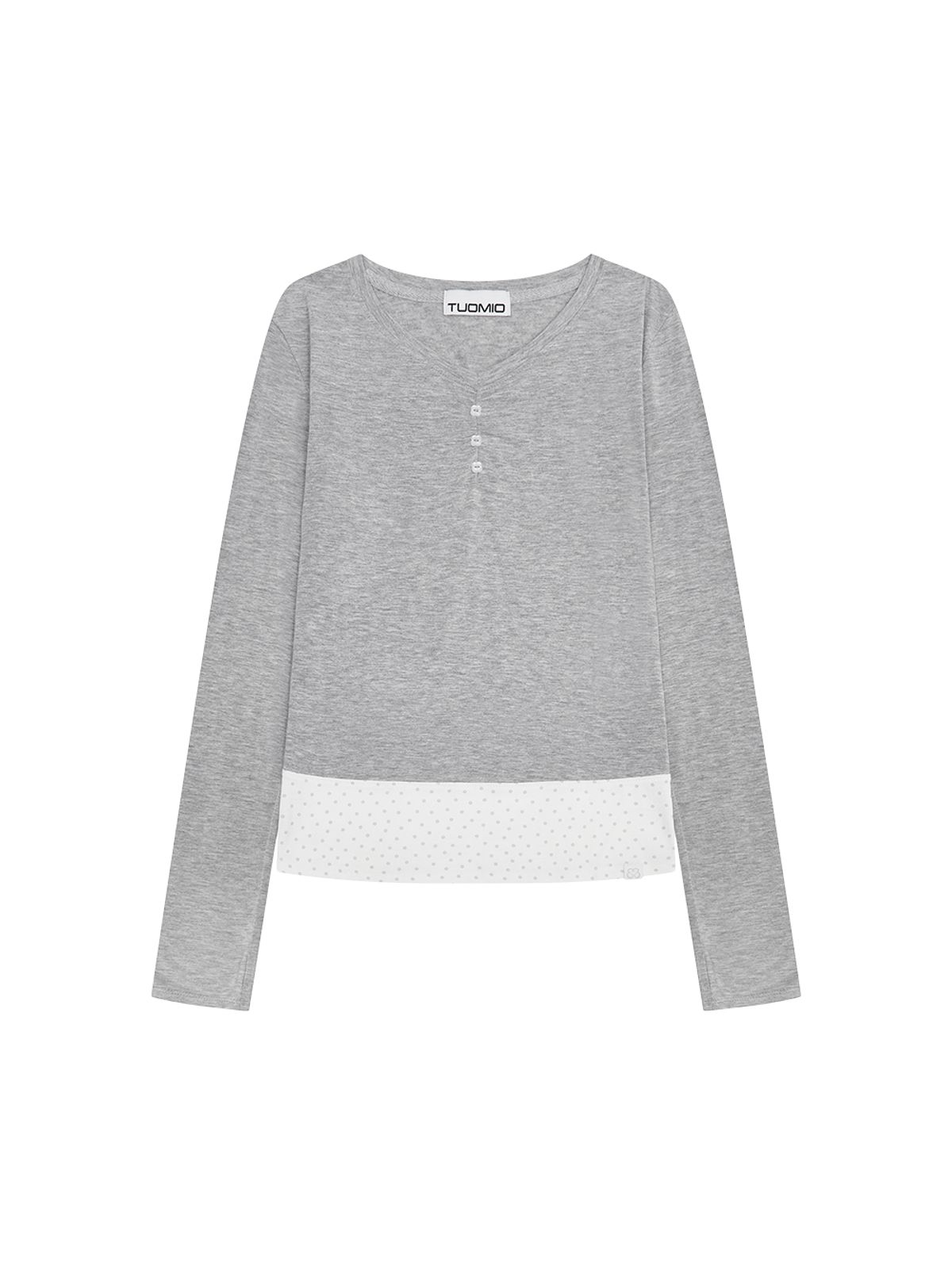 뚜오미오(TUOMIO) FLORAL BRUSHED LONG SLEEVE [HEATHER GREY]