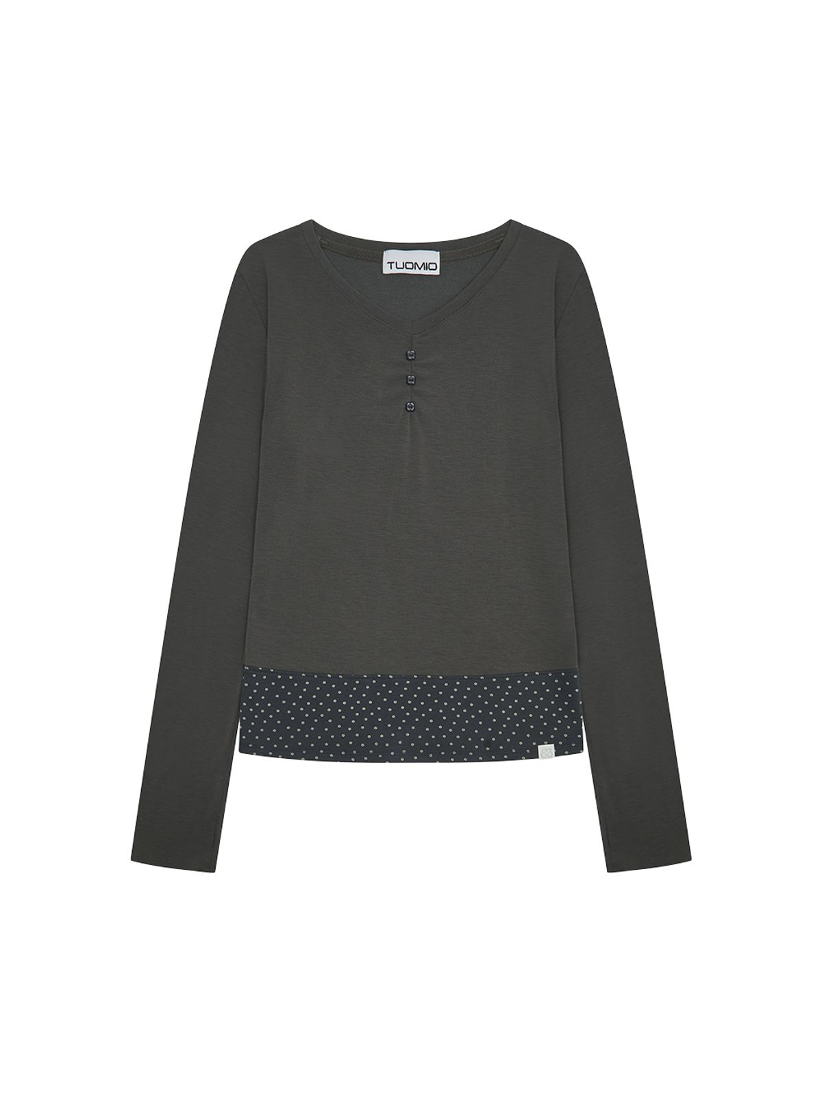 뚜오미오(TUOMIO) FLORAL BRUSHED LONG SLEEVE [CHARCOAL]