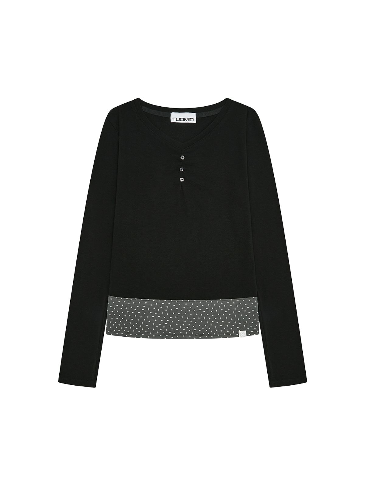 뚜오미오(TUOMIO) FLORAL BRUSHED LONG SLEEVE [BLACK]