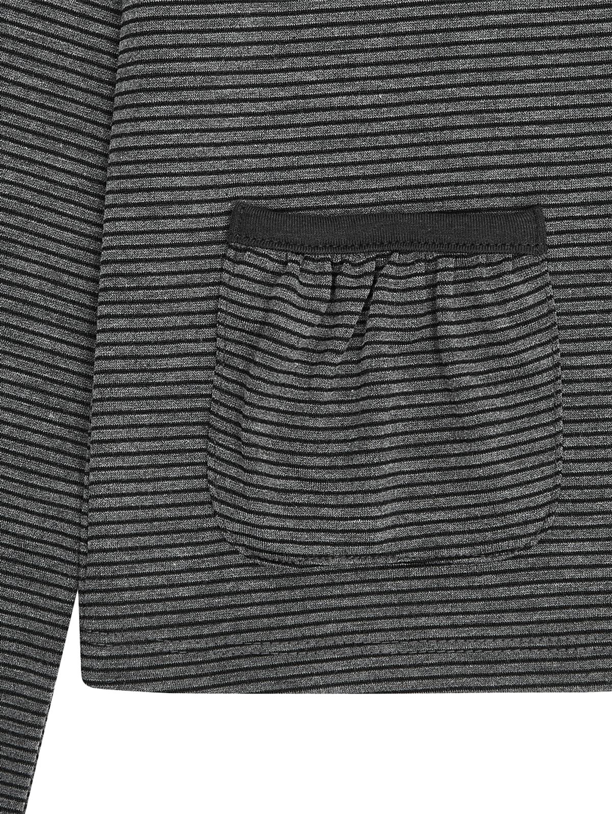뚜오미오(TUOMIO) STRIPE BUTTON POCKET LONG SLEEVE [CHARCOAL]
