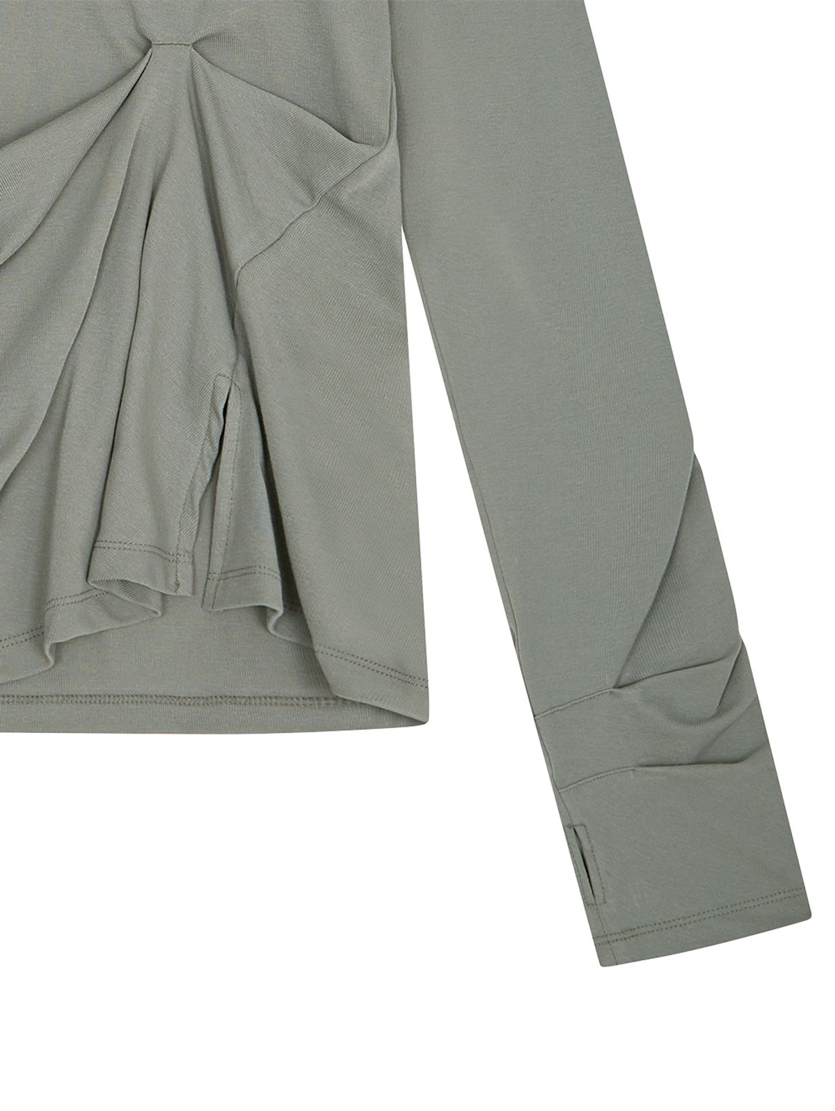 뚜오미오(TUOMIO) DRAPED HOODED LONG SLEEVE [GREY]