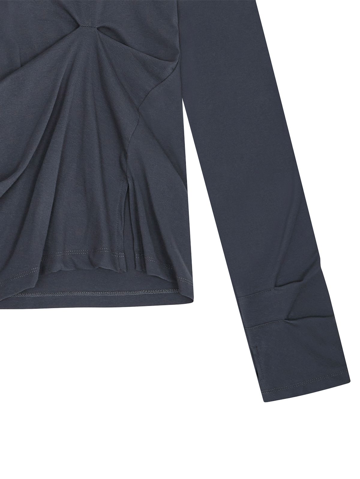 뚜오미오(TUOMIO) DRAPED HOODED LONG SLEEVE [VINTAGE BLUE]