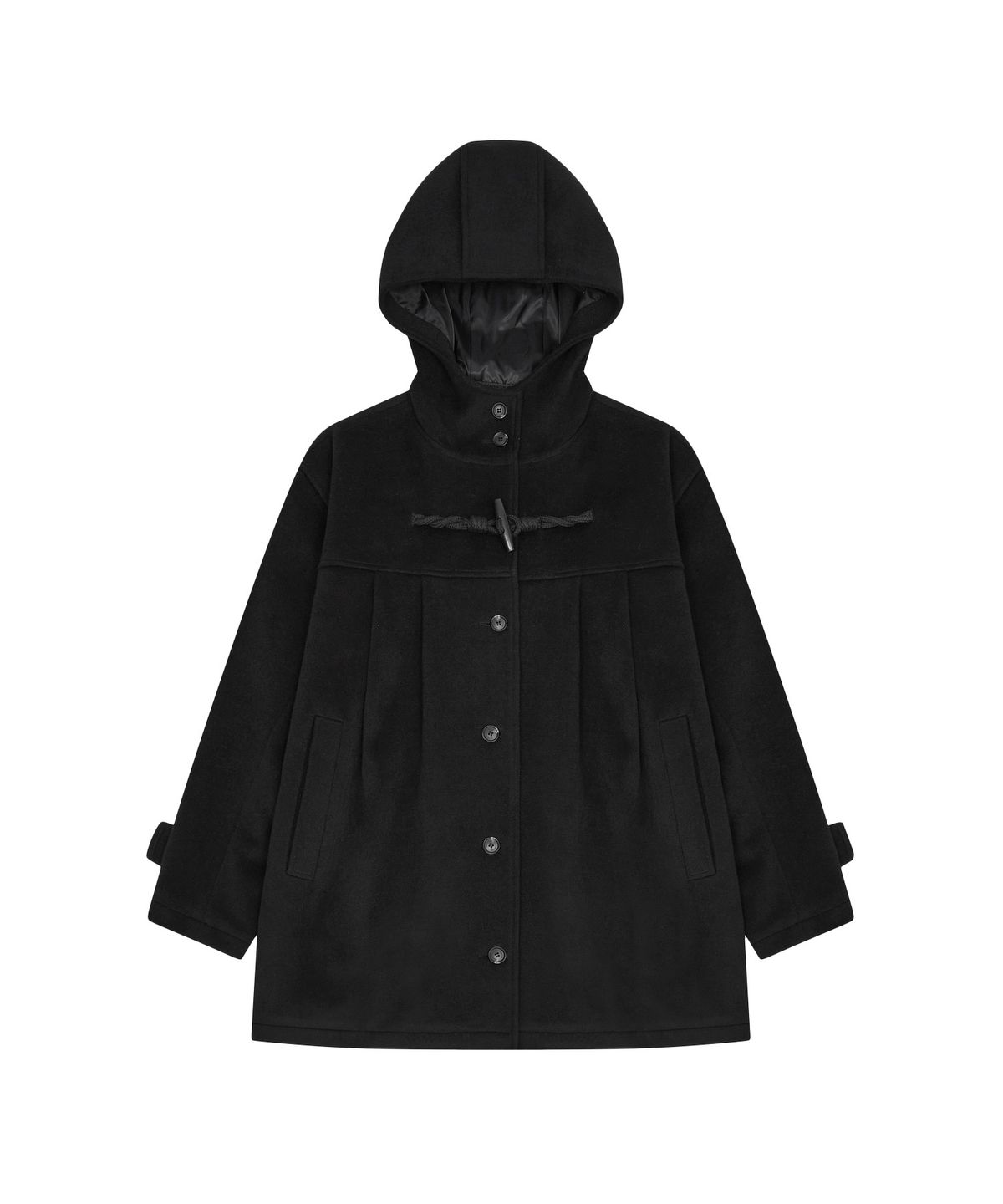 뚜오미오(TUOMIO) PLEATED TOGGLE WOOL COAT [BLACK]