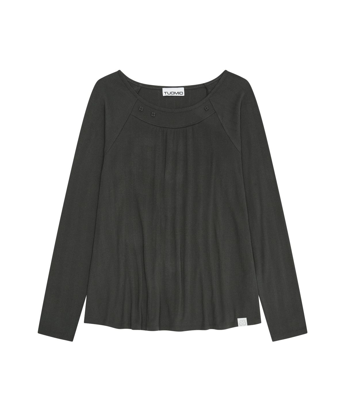 뚜오미오(TUOMIO) SHIRRING BUTTON LONG SLEEVE [CHARCOAL]