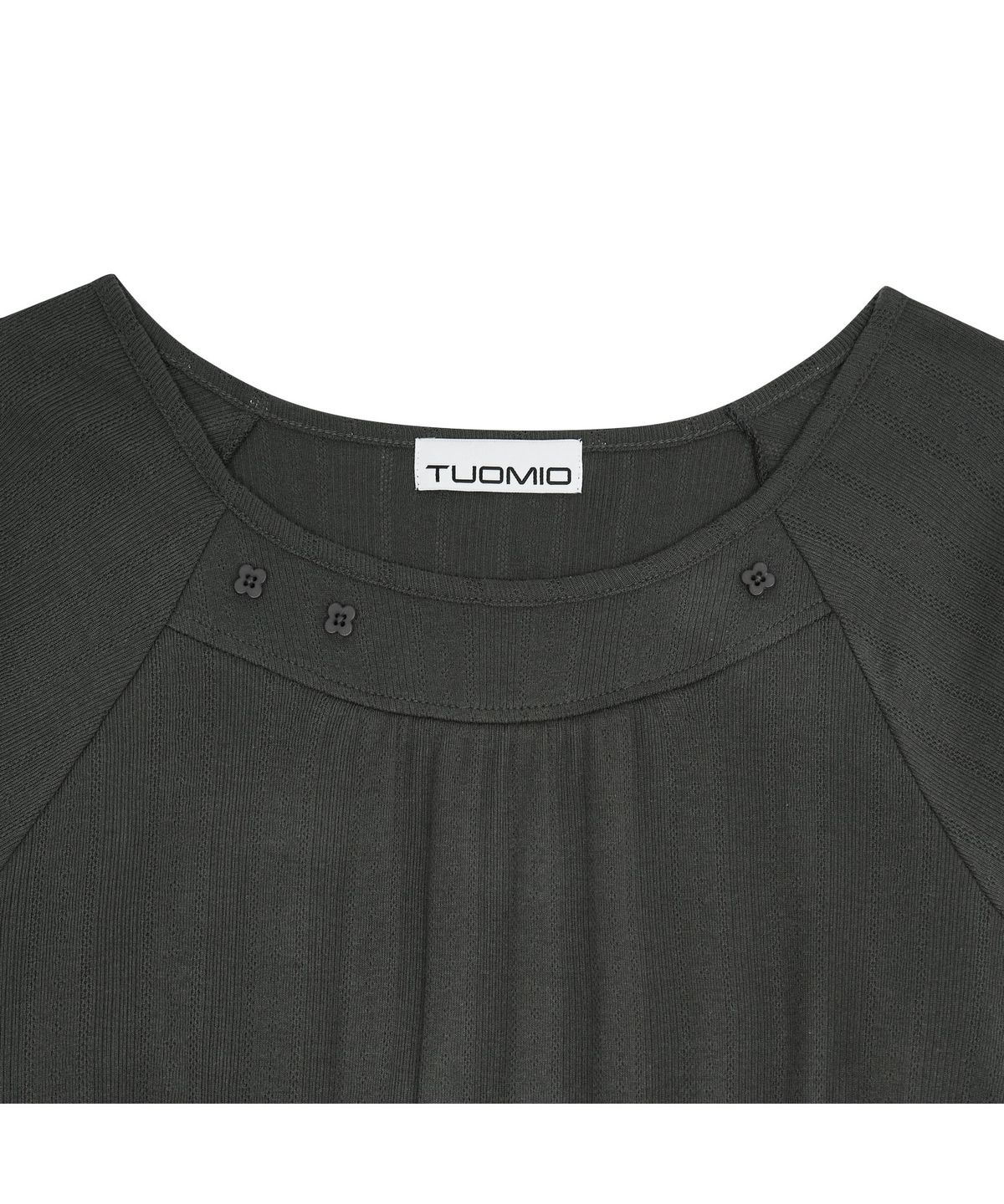 뚜오미오(TUOMIO) SHIRRING BUTTON LONG SLEEVE [CHARCOAL]