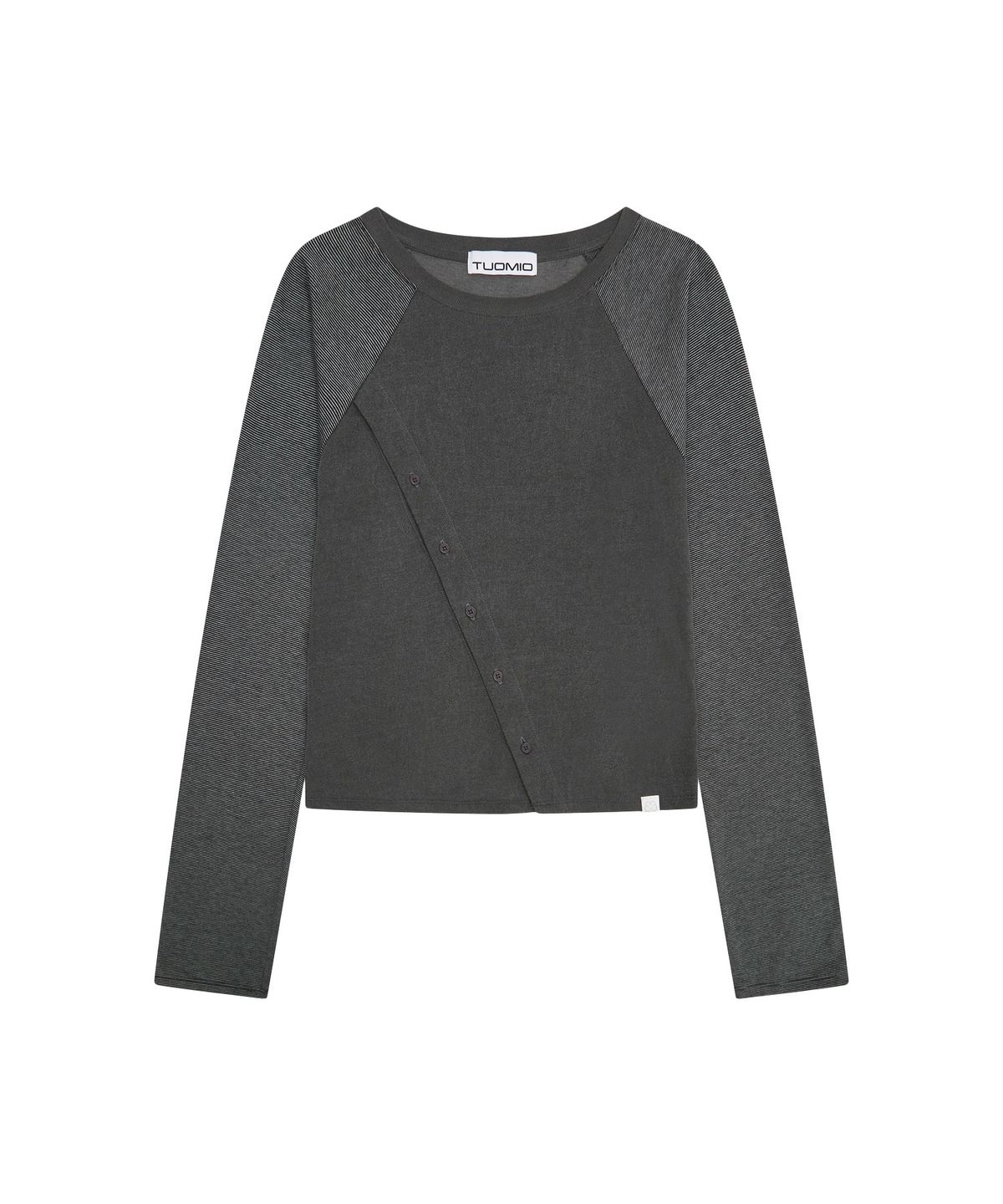 뚜오미오(TUOMIO) STRIPE BUTTON LONG SLEEVE [CHARCOAL]