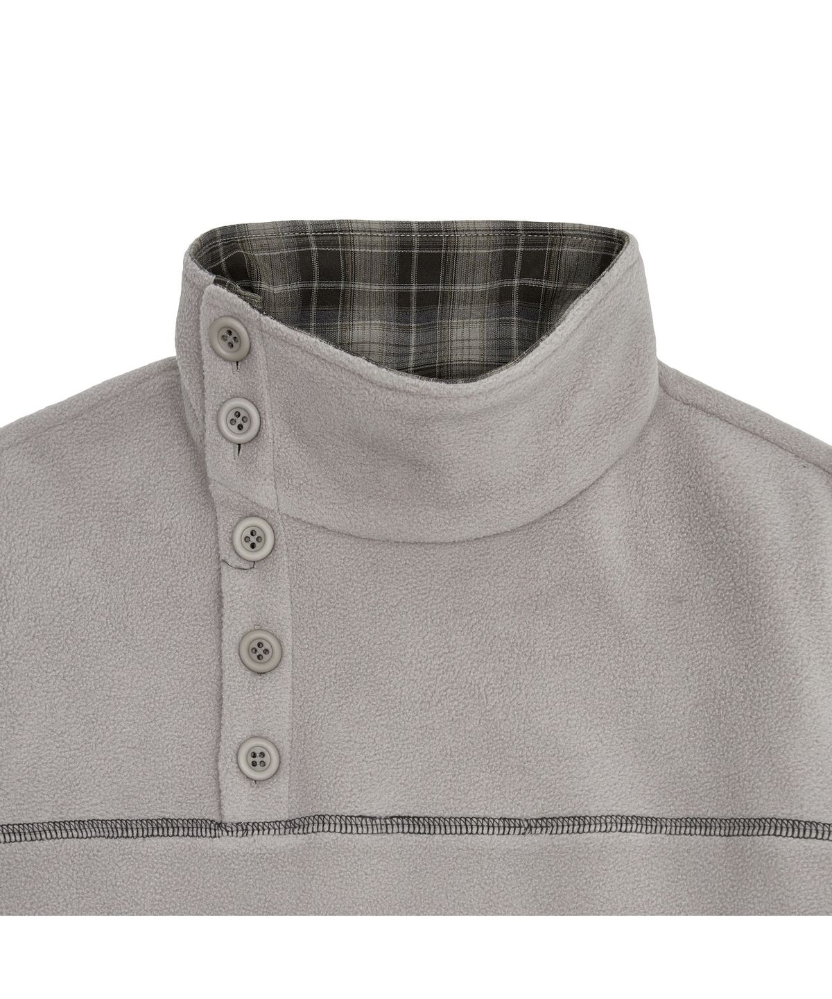 뚜오미오(TUOMIO) CHECK TRIM FLEECE PULLOVER [GREY]