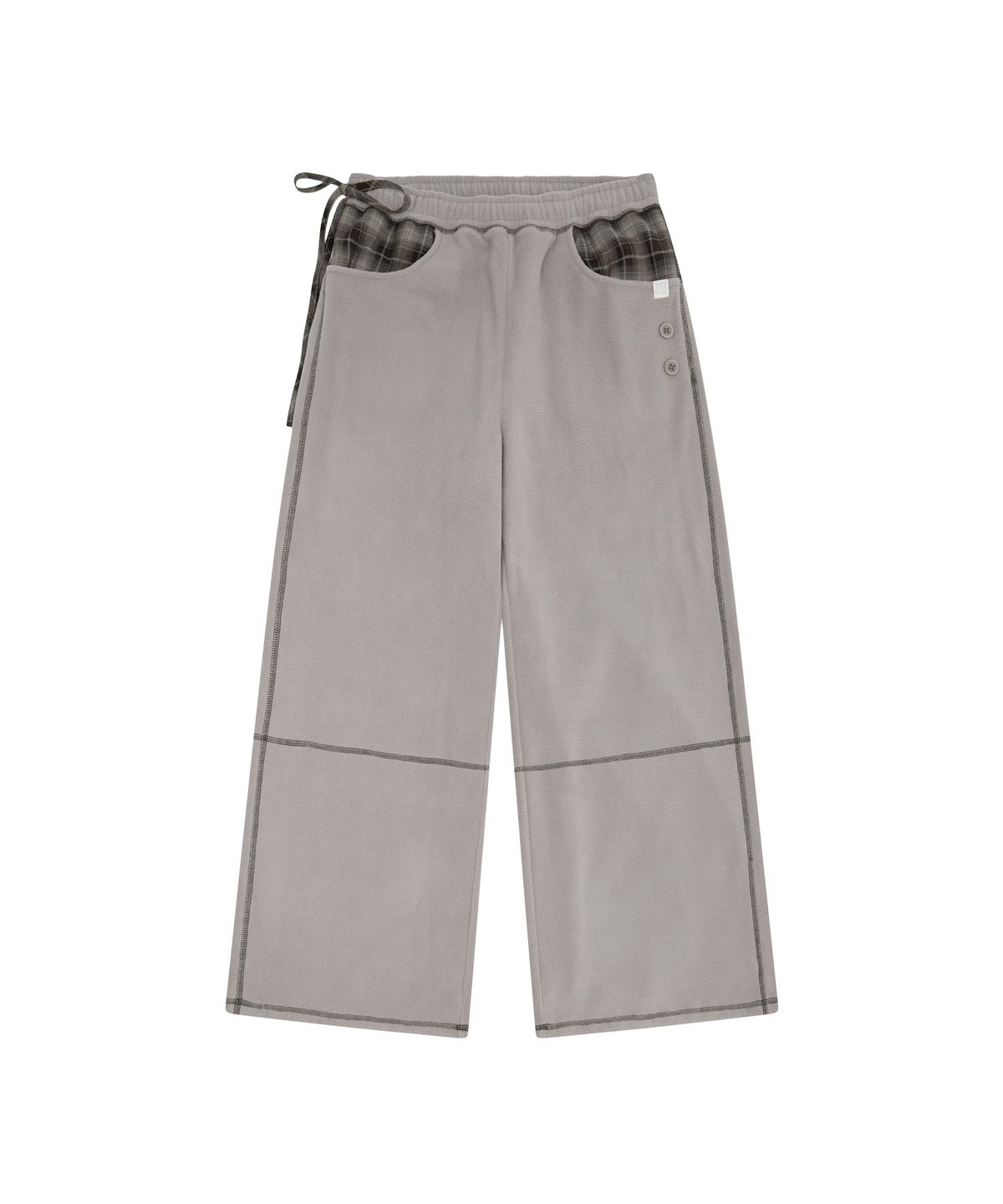 뚜오미오(TUOMIO) CHECK TRIM FLEECE PANTS [GREY]