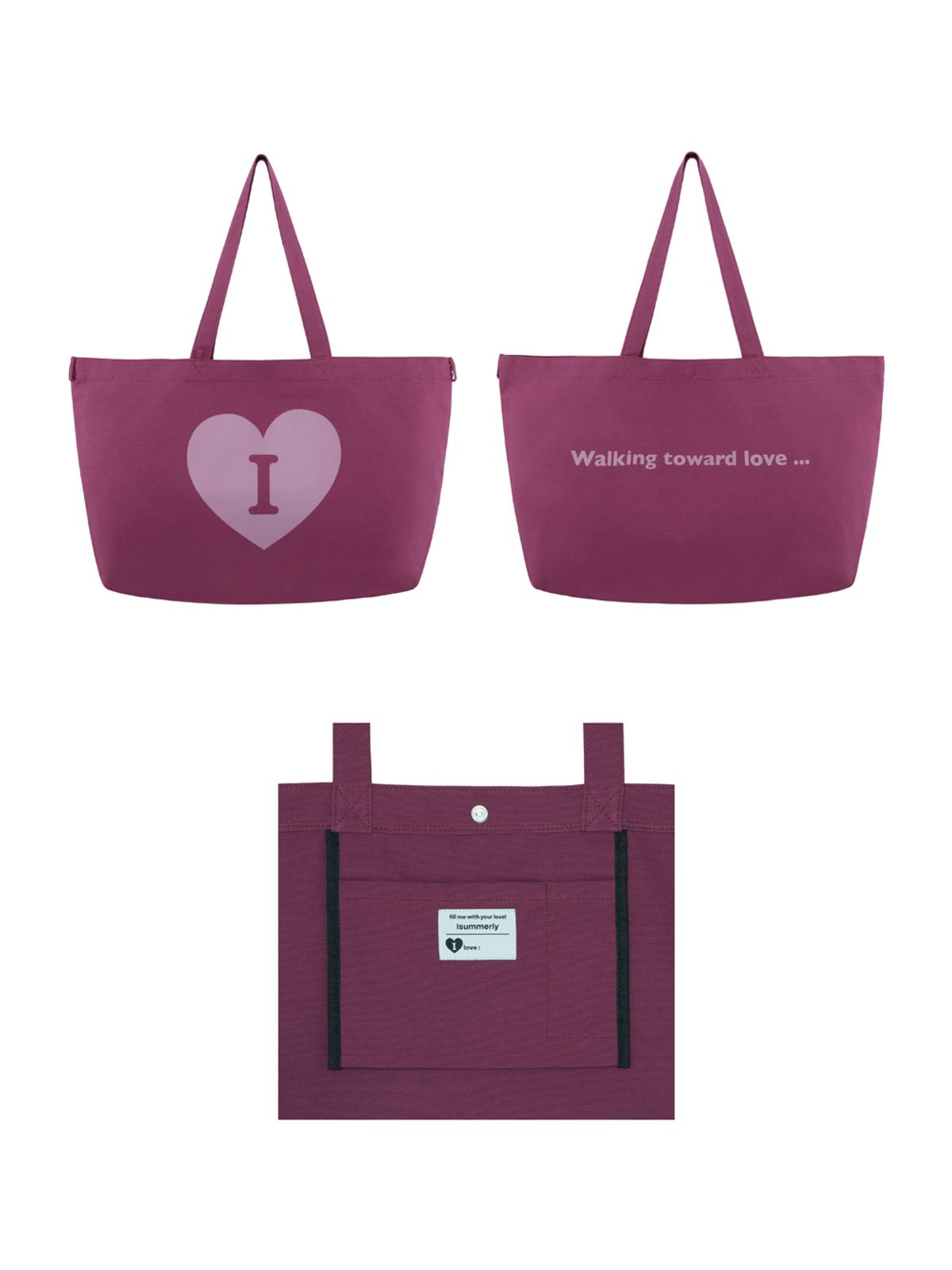 아이썸머리(ISUMMERLY) Heart Logo bag big ver. - Magenta (하트 로고백 마젠타)