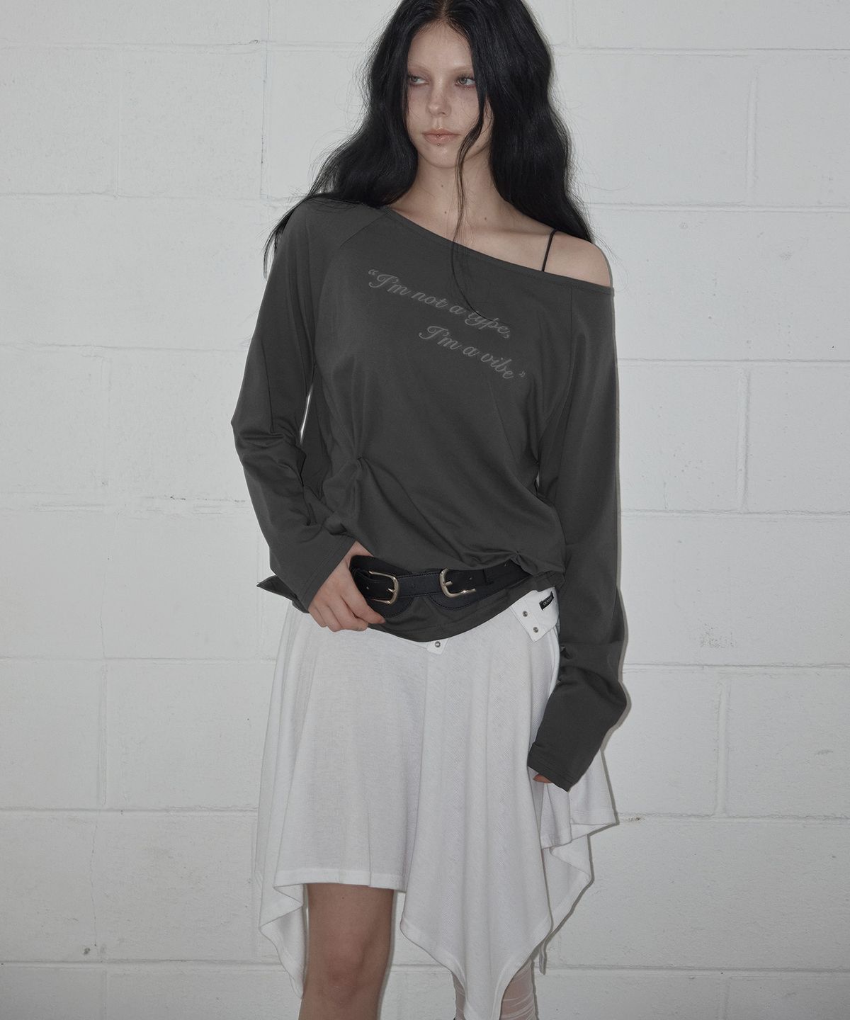 그로우하이드(GROWHIDE) 로젠 폴딩 레이스 훌 미디 스커트_아이보리