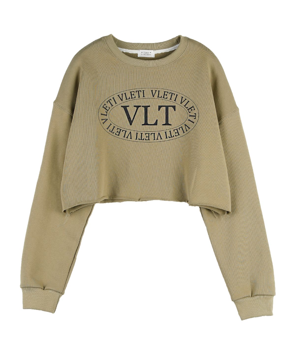 블레티(VLETI) Logo Printing Crop Sweatshirt (Khaki)