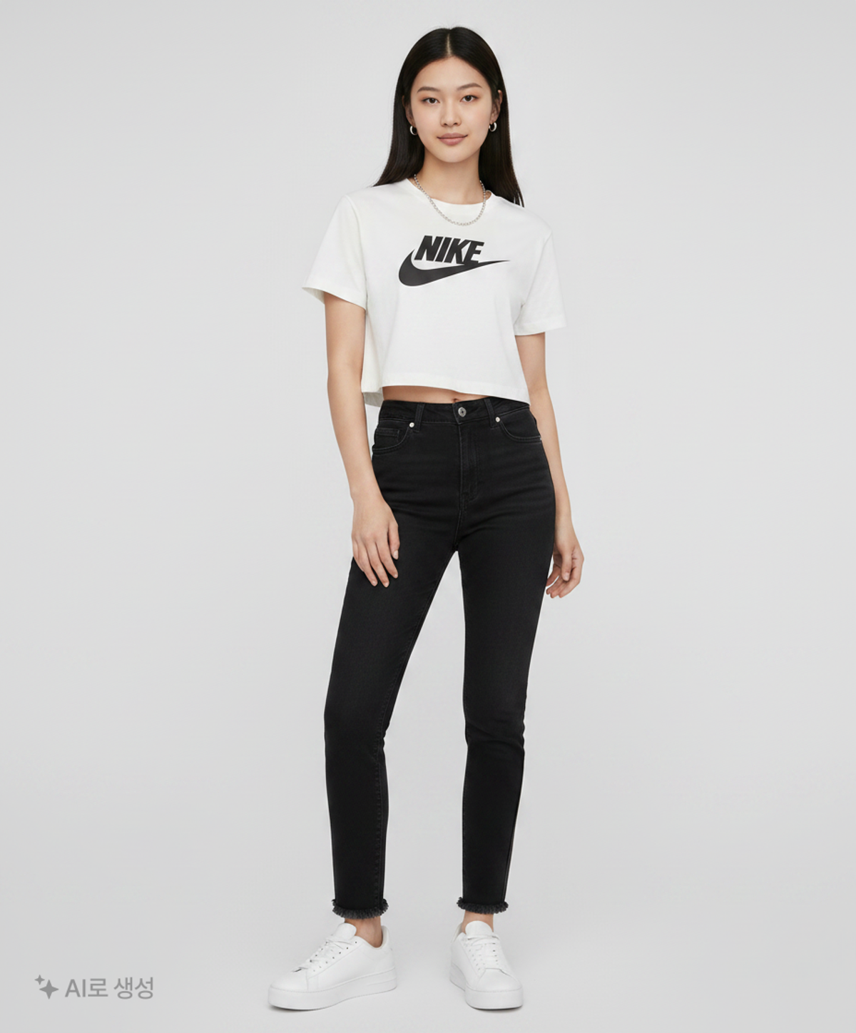 나이키(NIKE) 스포츠웨어 에센셜 크롭 티셔츠 W - 화이트:블랙 / BV6176-100 M