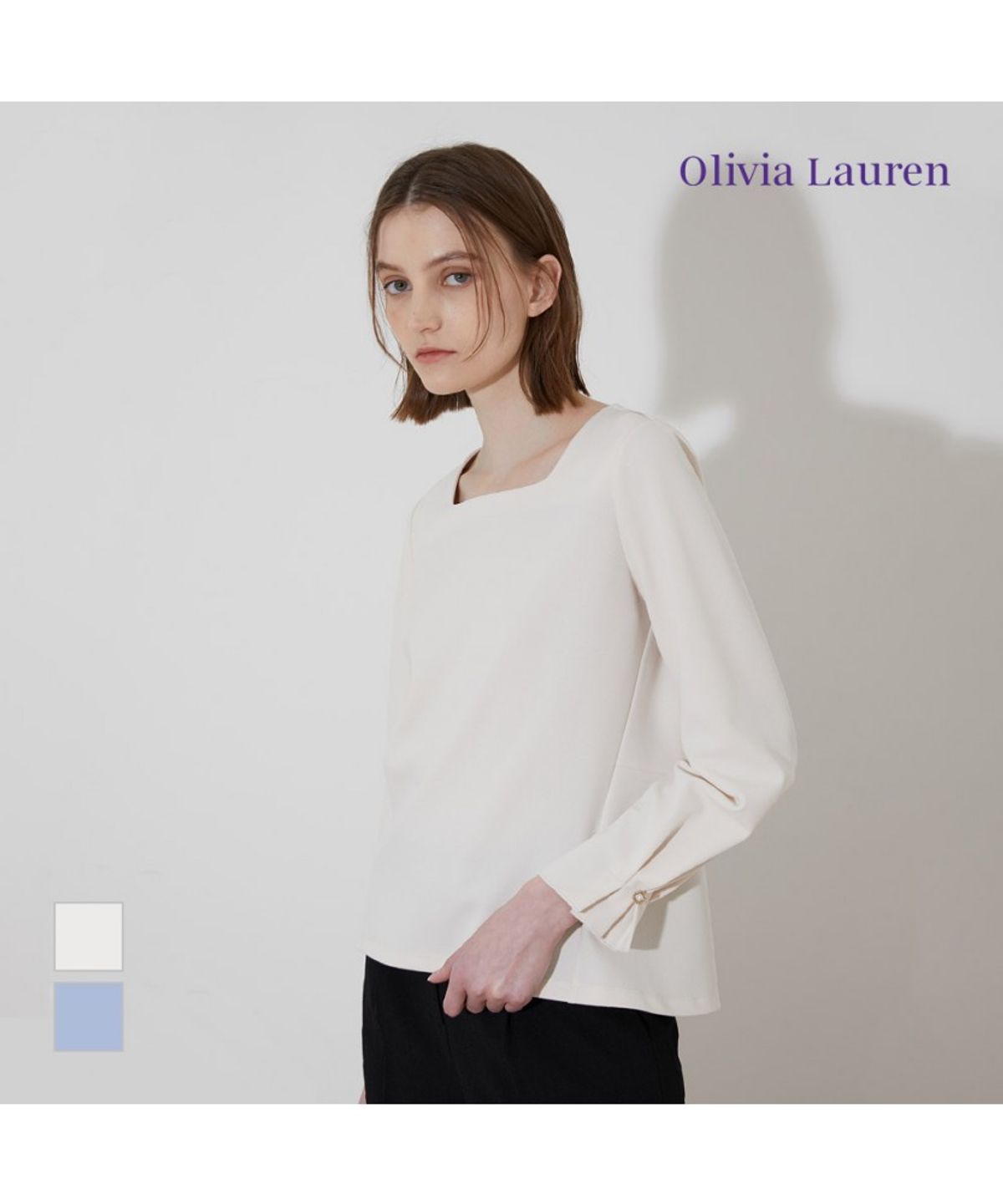 올리비아로렌(OLIVIALAUREN) 스퀘어넥 티셔츠_VOBAL3S2426