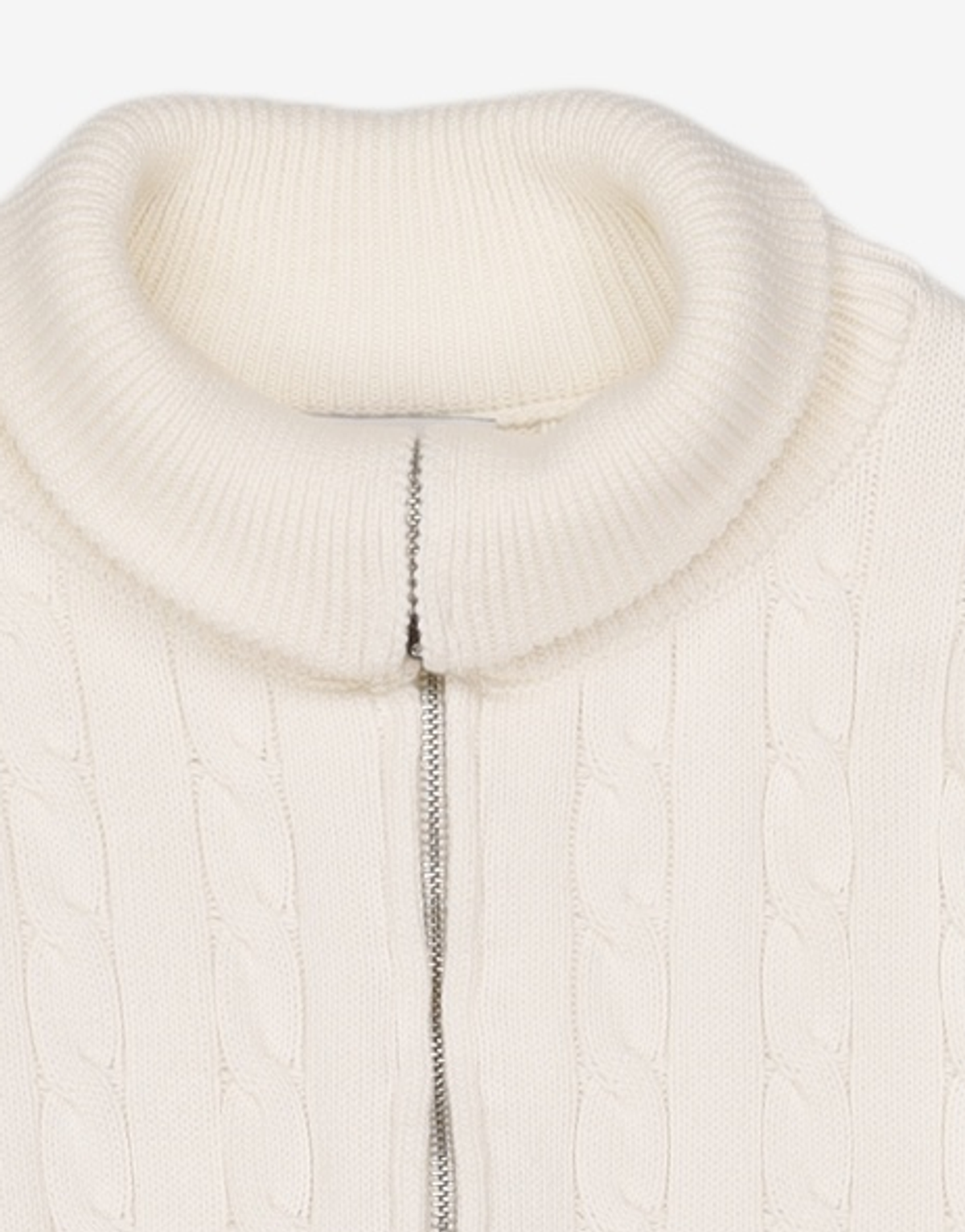 몽돌(MONGDOL) 케이블 카라 집업 니트 가디건 아이보리 MDCD009IVORY FREE