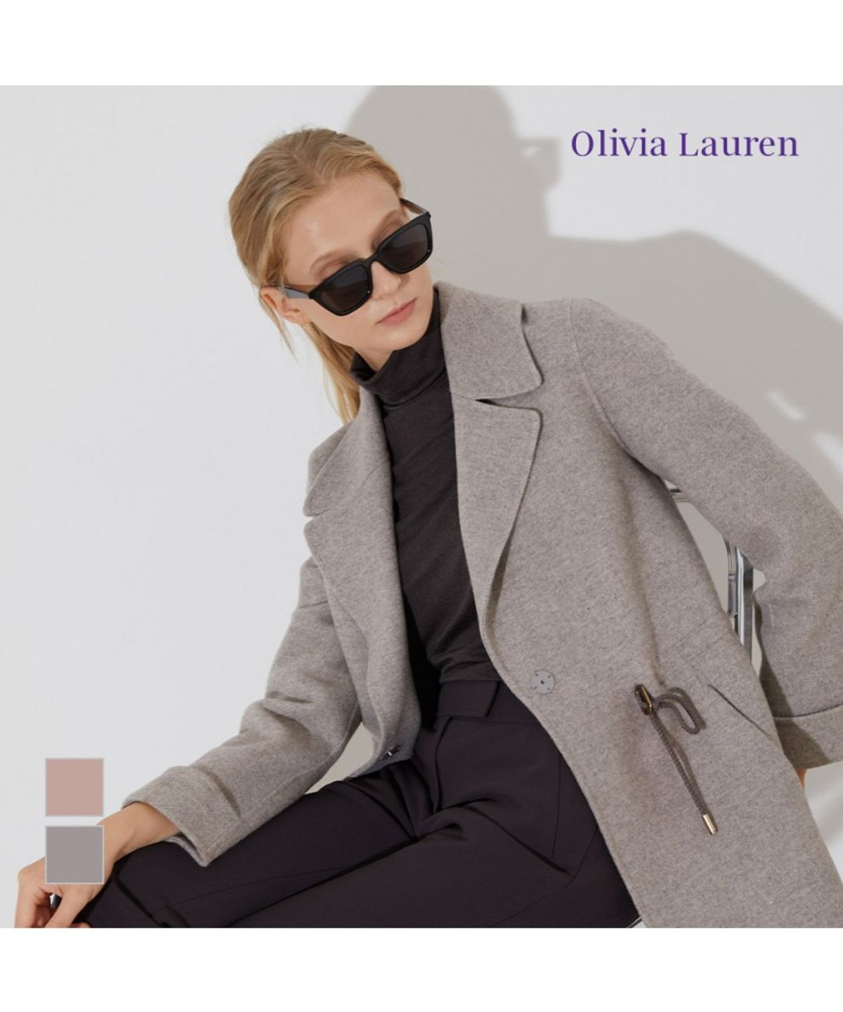 올리비아로렌(OLIVIALAUREN) 허리 스트링 하프코트_VOCFU3S1121