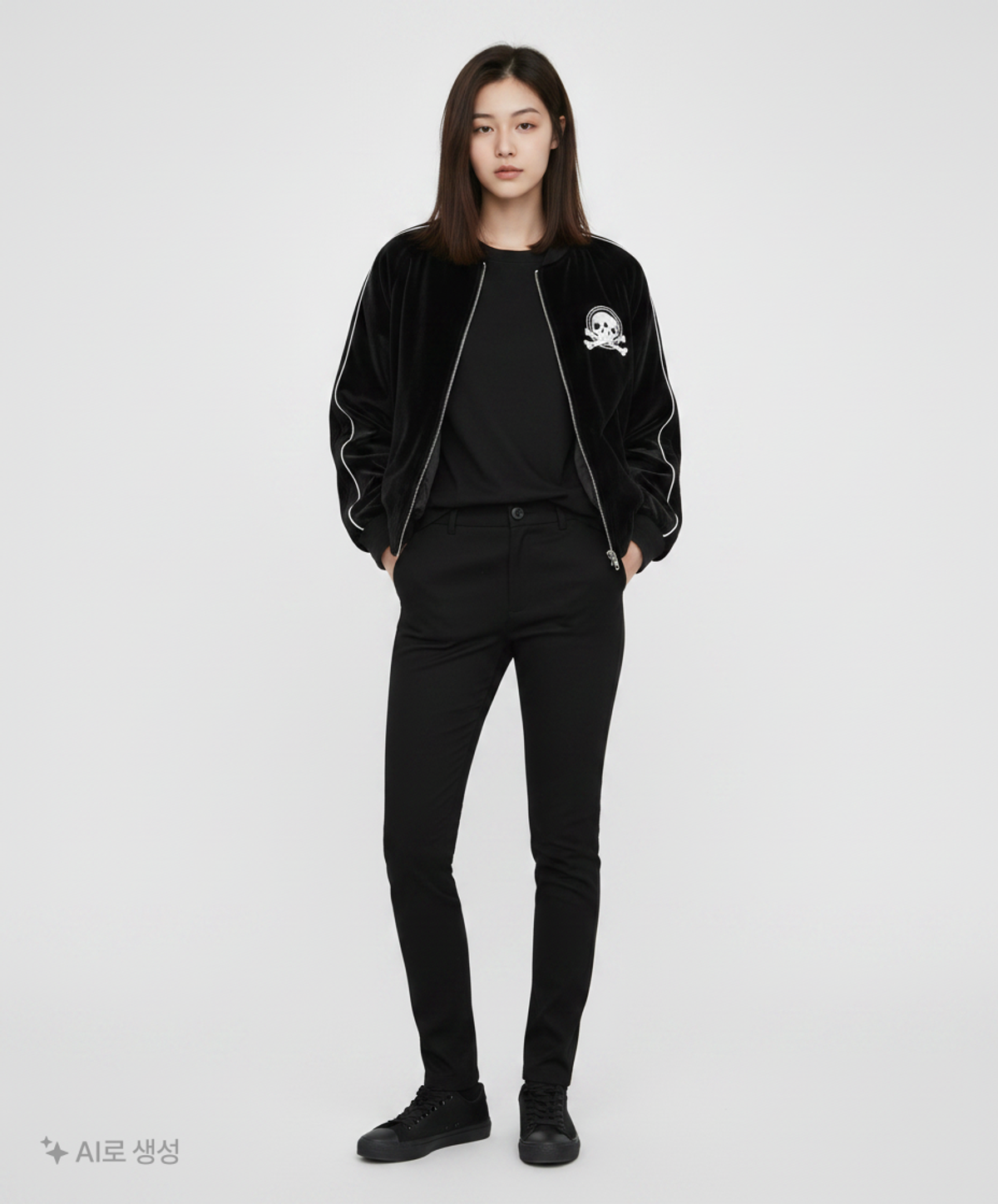 이티씨이(ETCE) SKULL VELVET SOUVENIR JACKET (BLACK) S