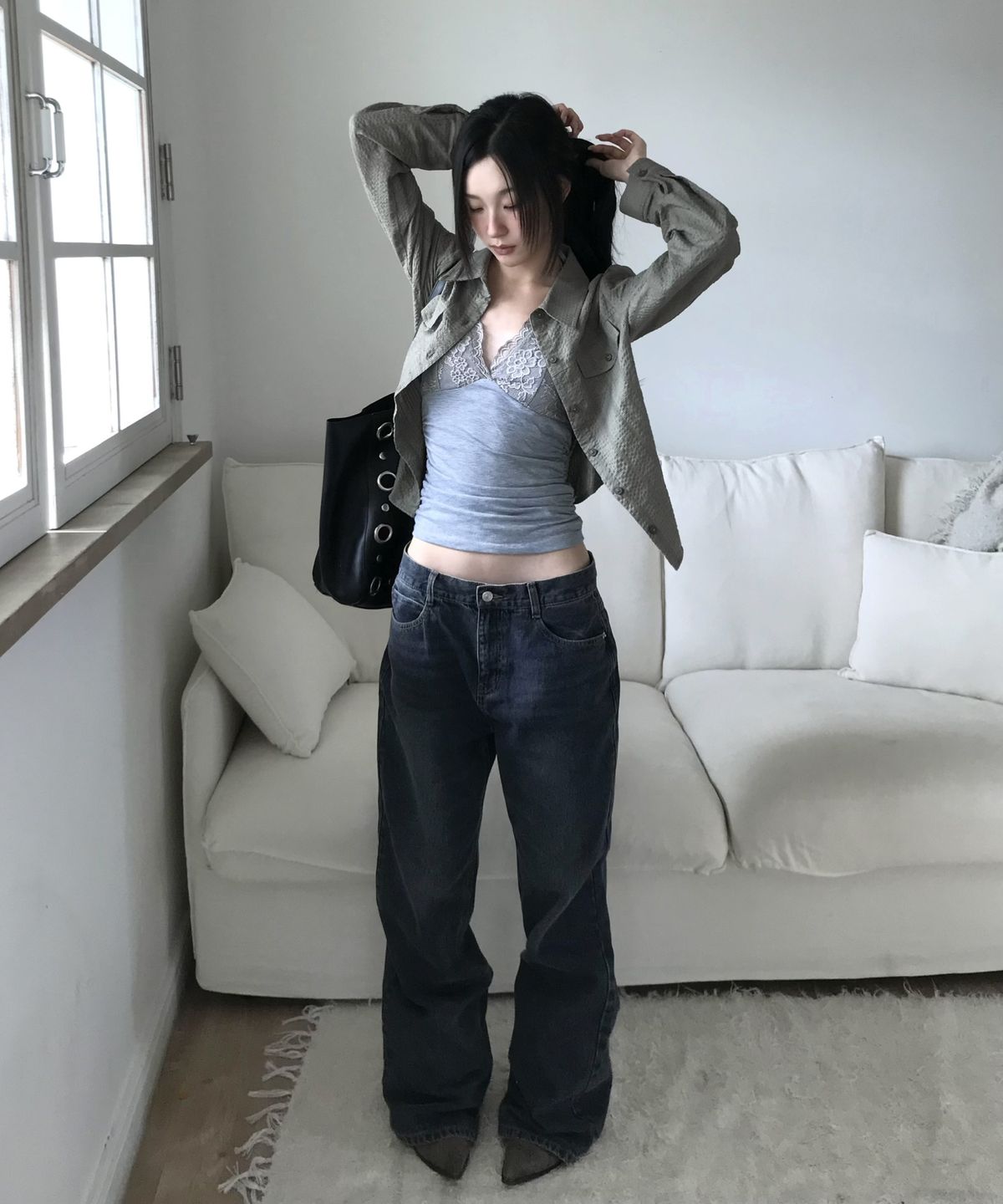 미쏘(MIXXO) 아웃포켓 캐주얼 셔츠_MIWYWG911C