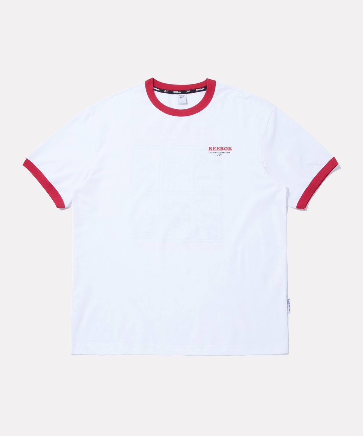 리복(REEBOK) 그래픽 링거 반팔티 - 화이트:레드